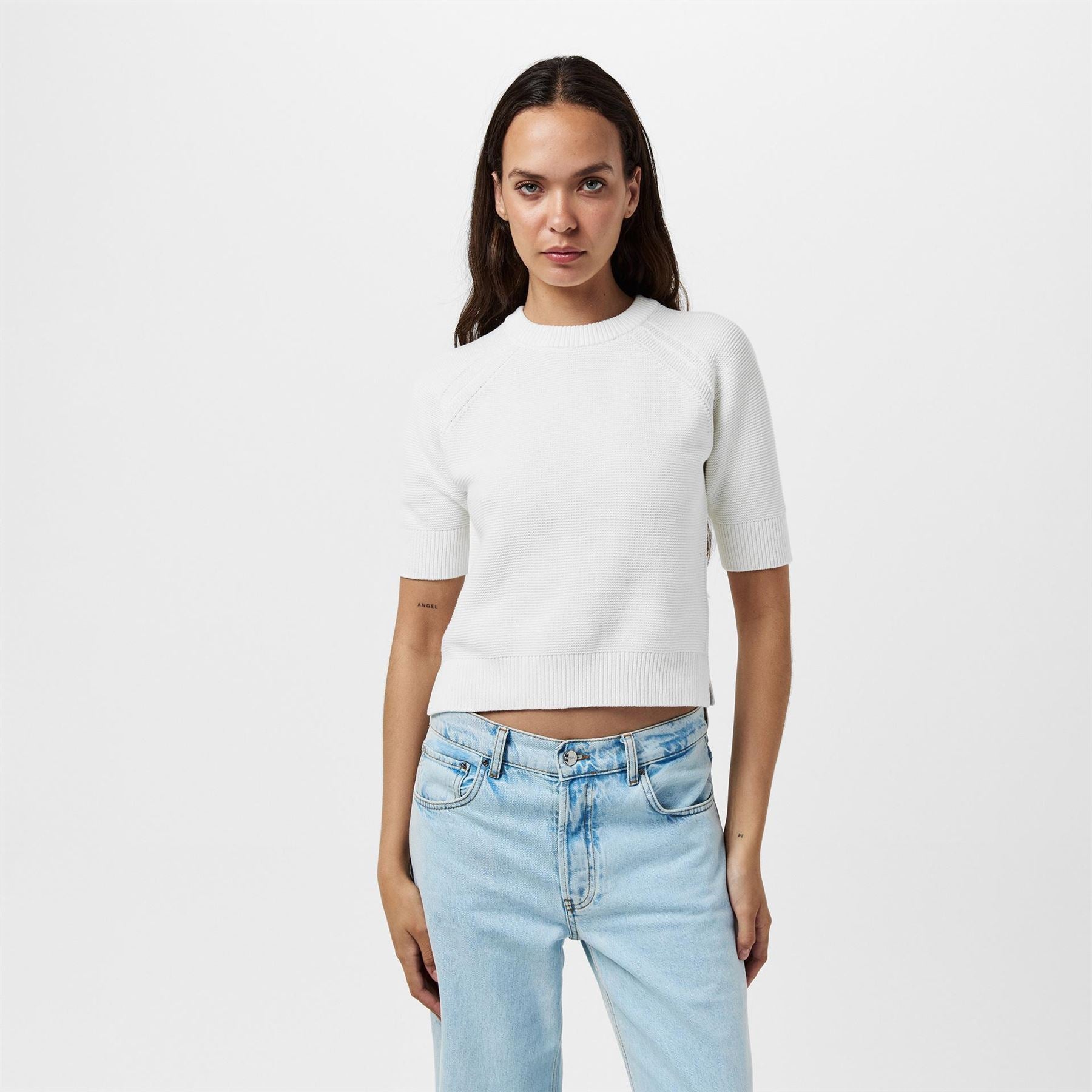 French Connection Relaxed Fit Ribbed Short Sleeve Crew Neck Sweater