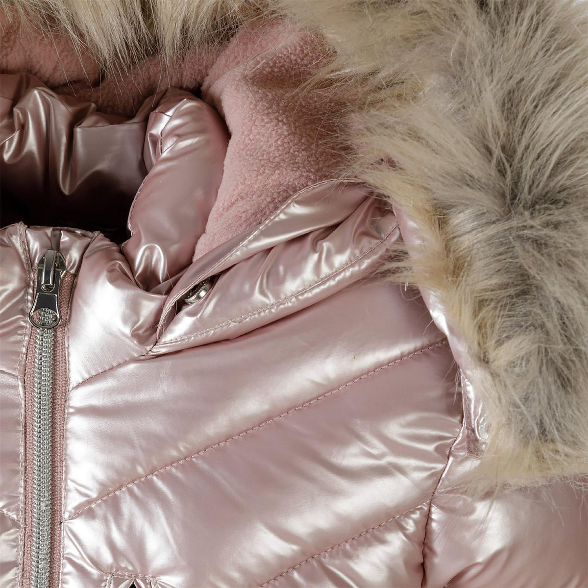 Minoti Winter Coat Detachable Faux Fur Pink