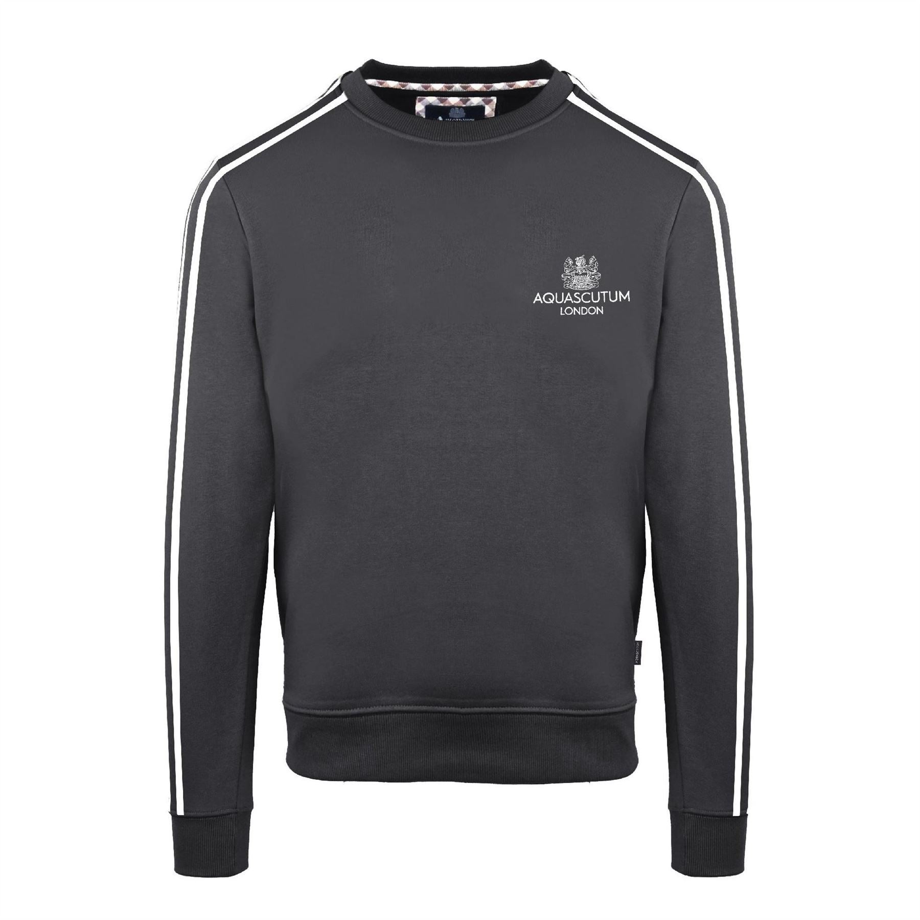 Aquascutum Crew Neck Ribbed Collar Long Sleeve Sweatshirt