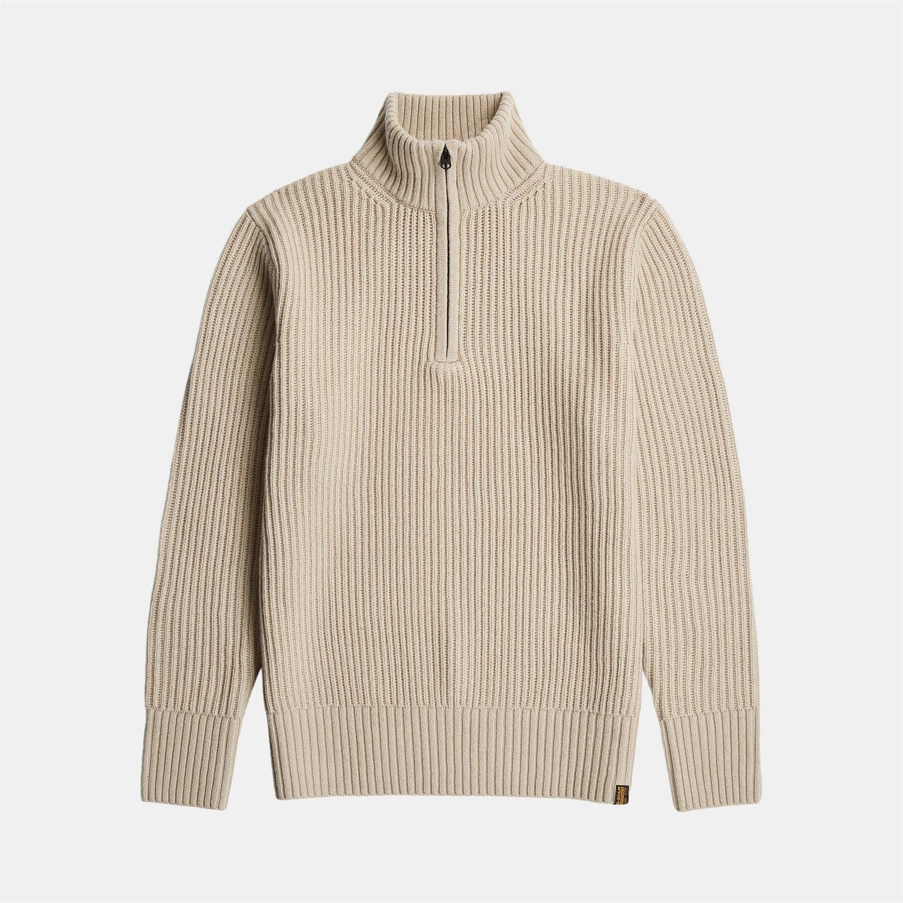 G Star Chunky Zip Neck High Collar Long Sleeve Sweater