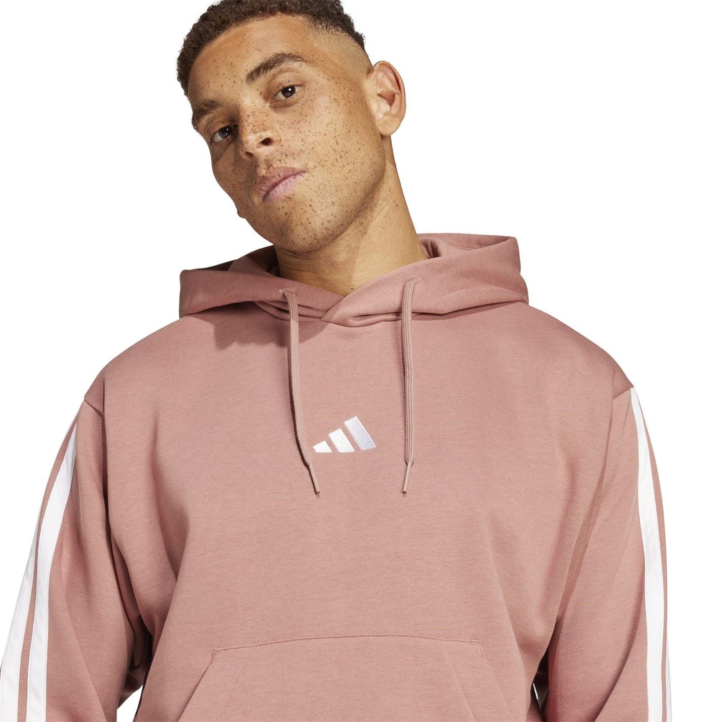 adidas Mens Fleece 3 Stripes Hoodie