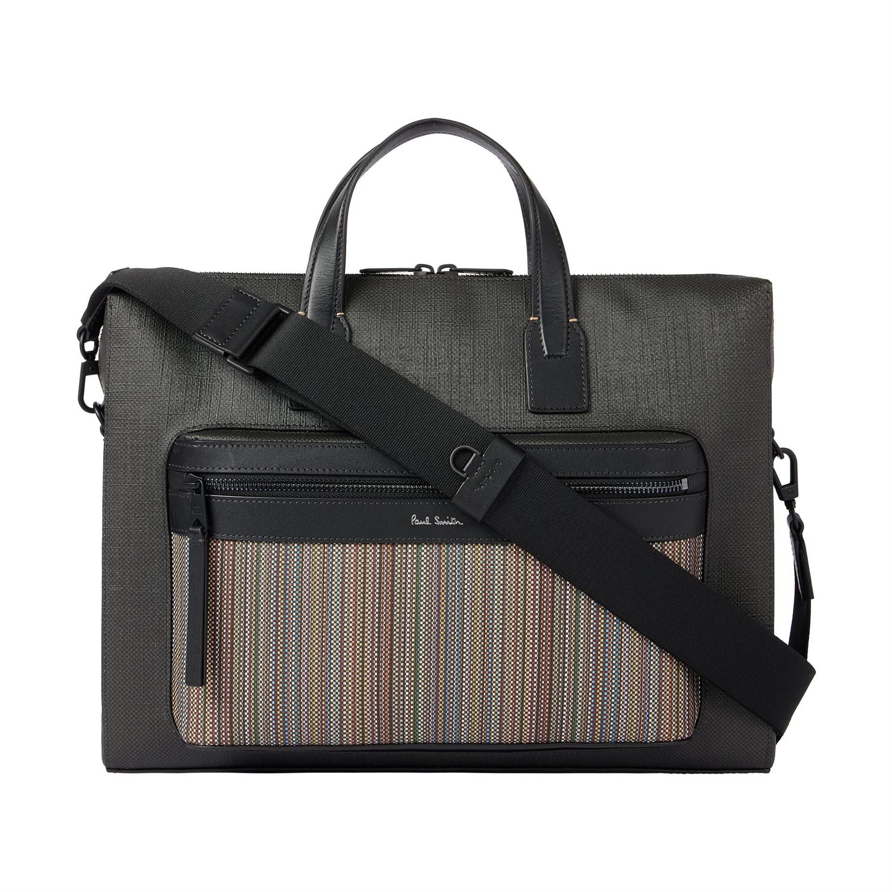 Paul Smith Striped Patterned Rectangle Briefcase with Logo
