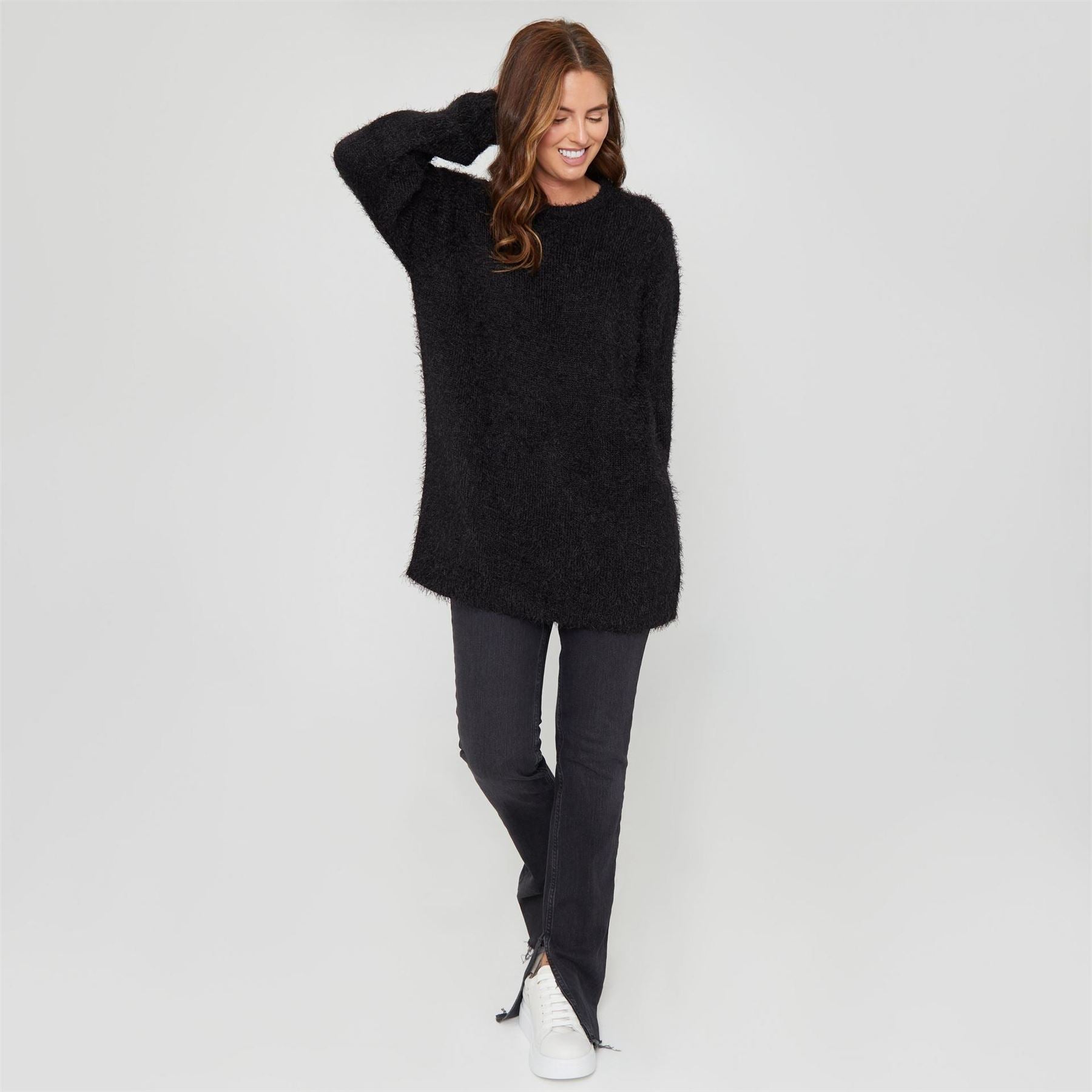 Be You Fluffy Relaxed Fit Crew Neck Sweater