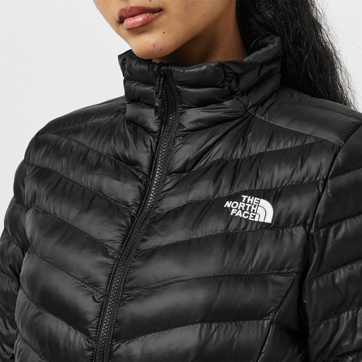 The North Face Womens Huila Solid Patterned Ribbed Cuff Puffer Jacket