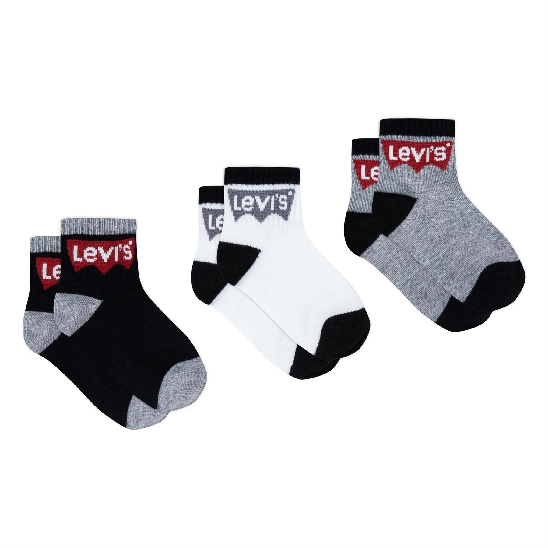 Levis 3 Pack Of Quarter Crew Socks Juniors