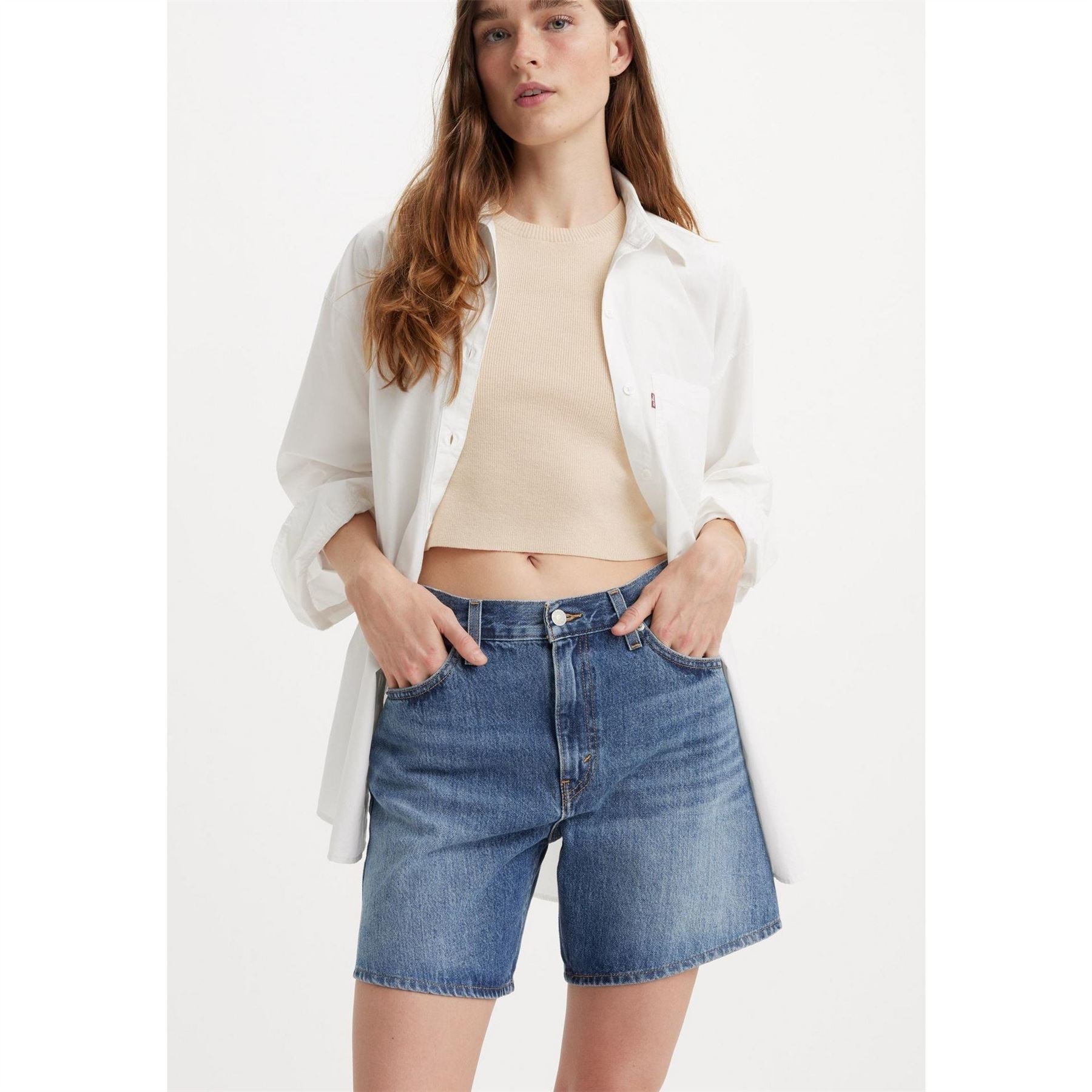 Levis High Baggy Fit Denim Bermuda Shorts