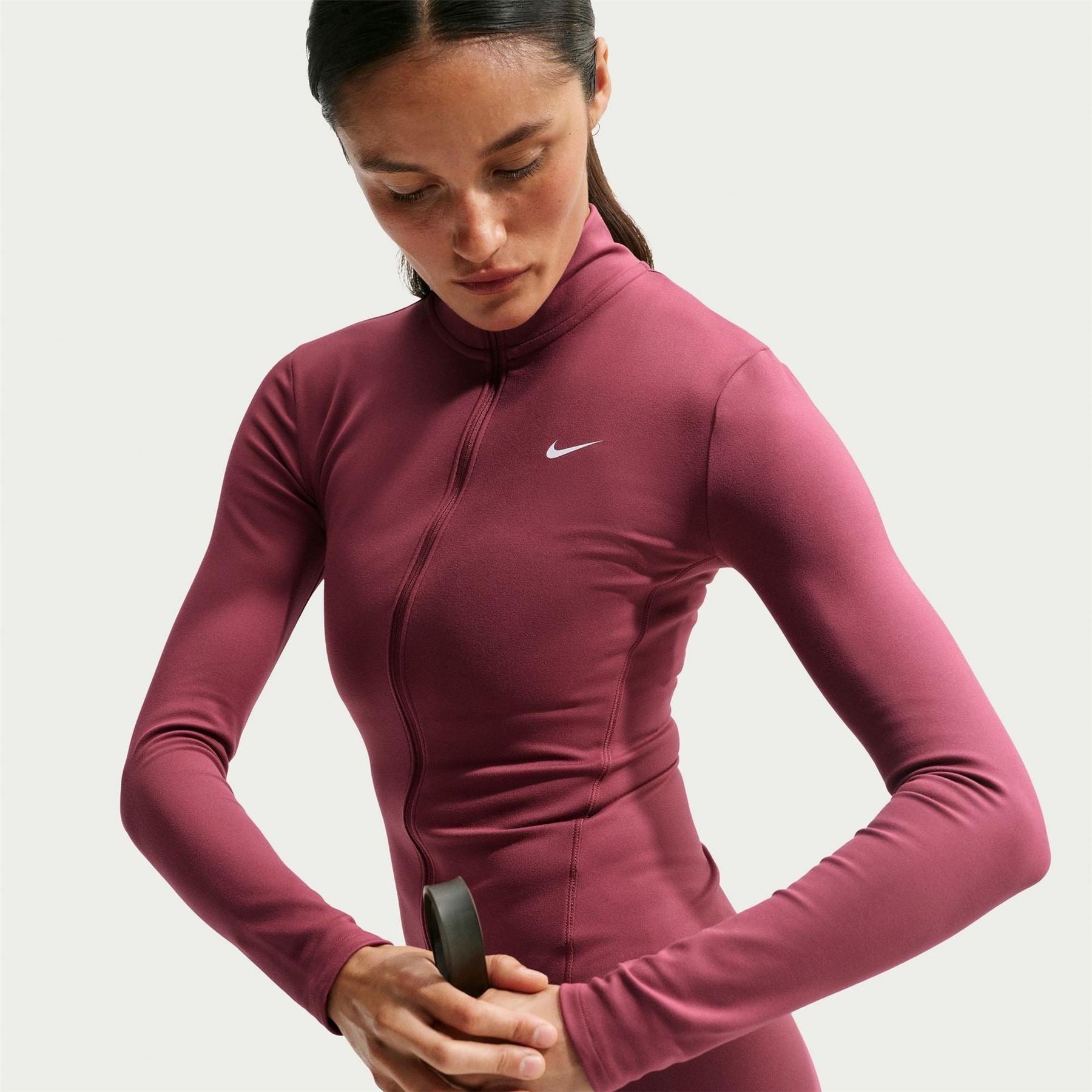 Nike Solid Patterned Full Zipper Running Jacket