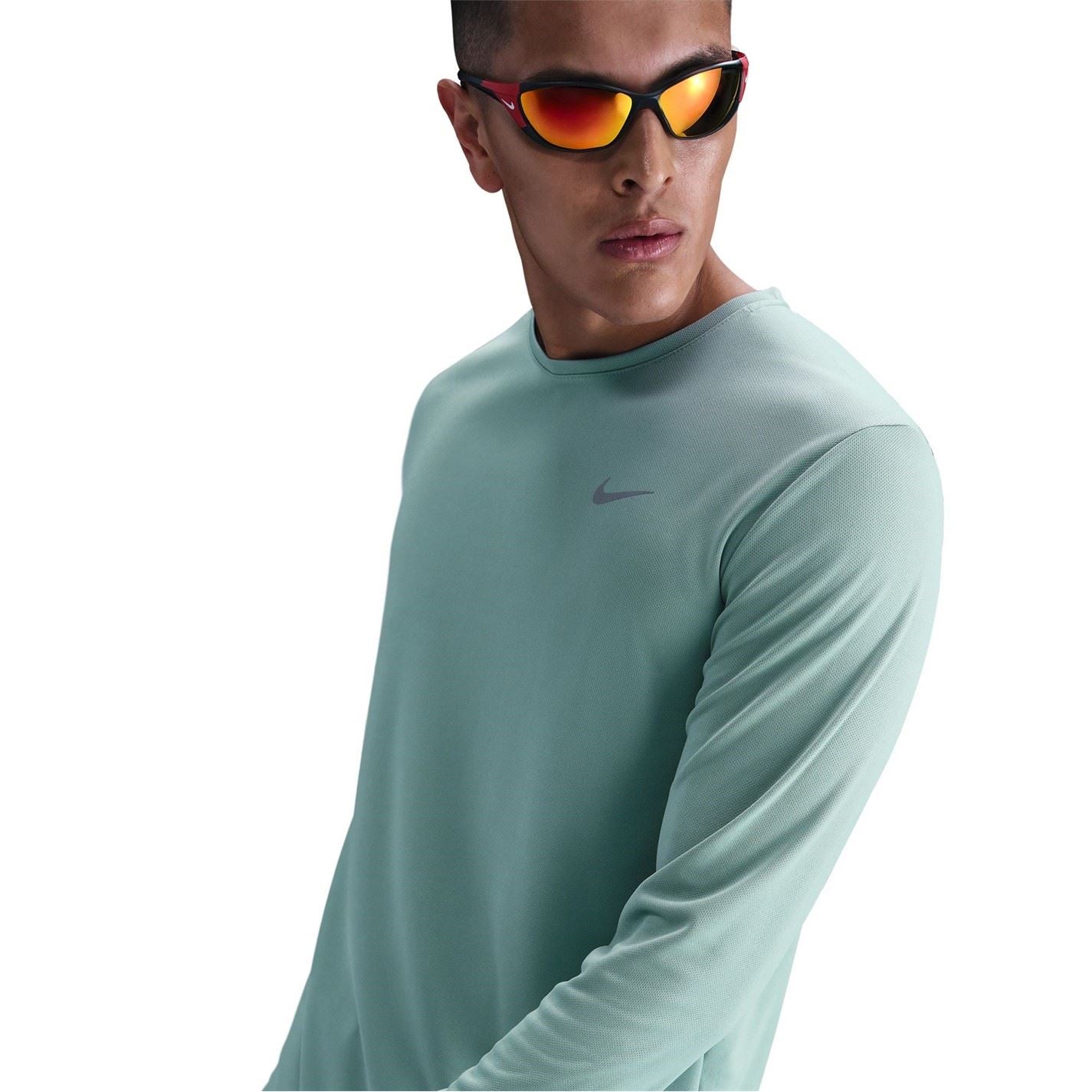Nike Mens Miler Dri Fit Uv Long Sleeve Running Top