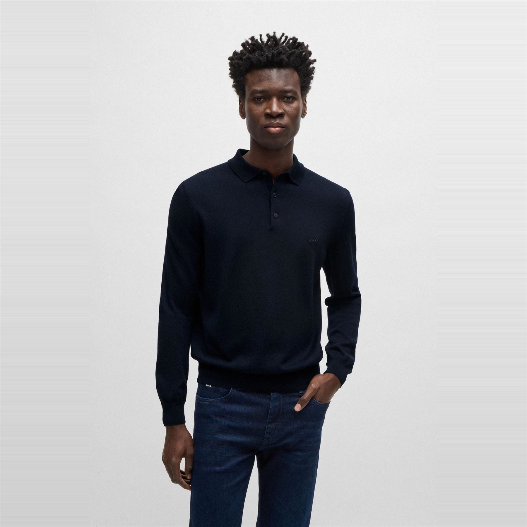 Boss Bono Black Knitted Crew Neck Jumpers