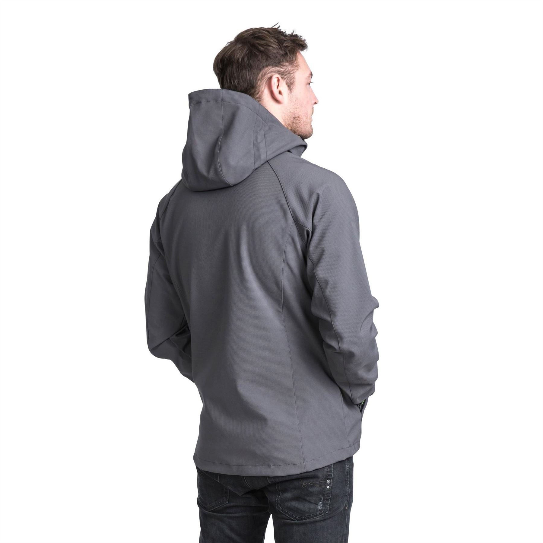 Trespass Nider Solid Patterned Hooded Softshell Jacket with Zipped Pocket