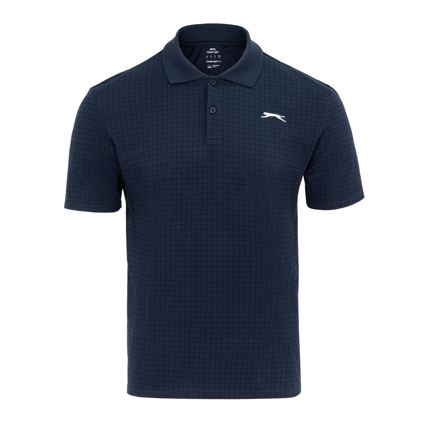 Slazenger Mens Check Golf Polo Navy Size Options