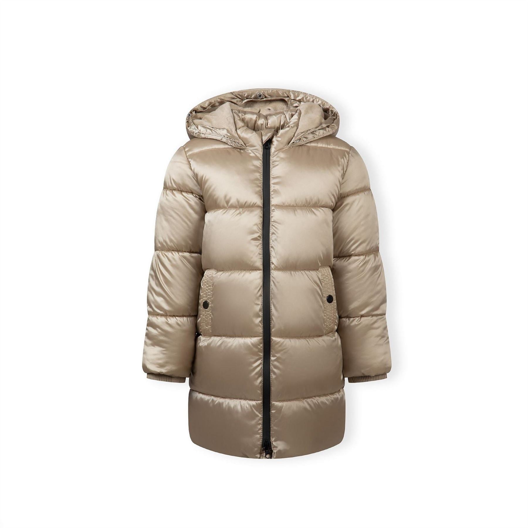Minoti Girls Long Quilted Winter Coat With Faux Fur Trim Gold