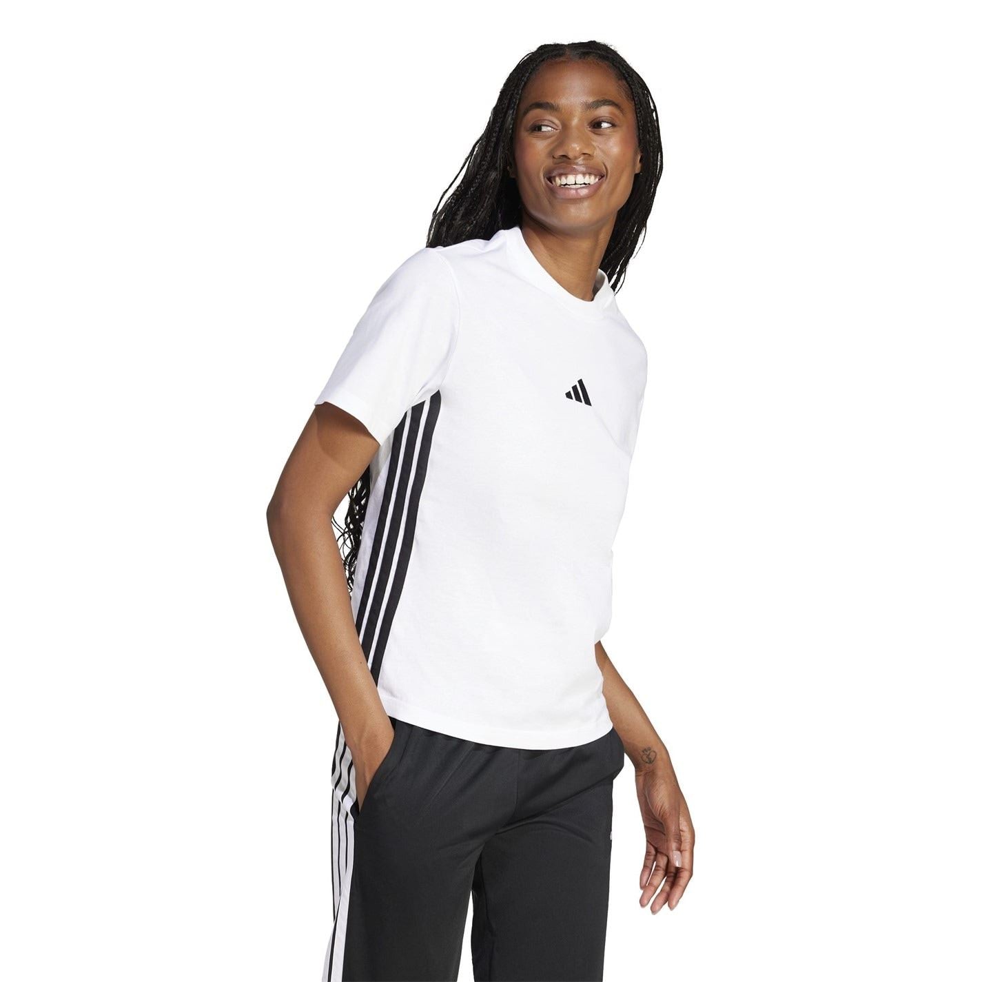 adidas Womens Essentials 3 Stripes Cotton T-Shirt