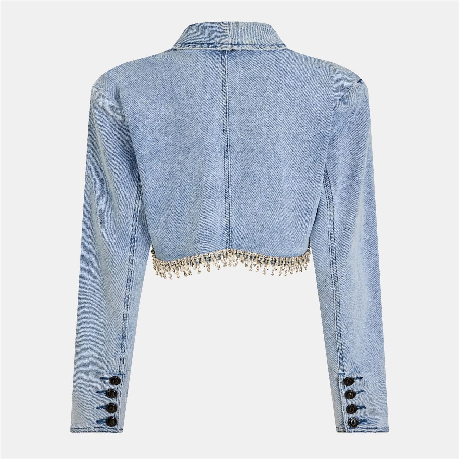AmyLynn Solid Patterned Denim Jacket