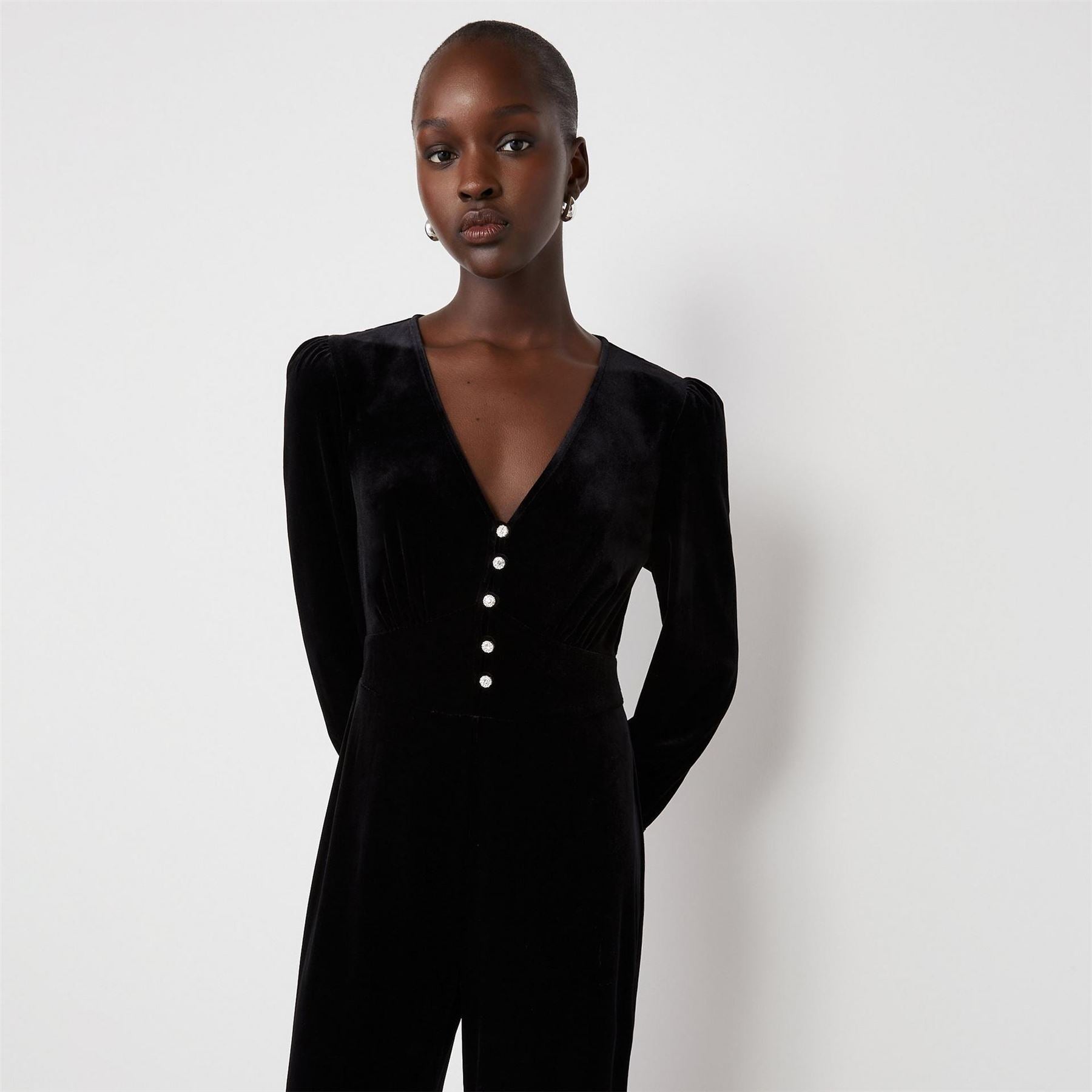 Finery Posie V-Neck Long Sleeve Jumpsuit