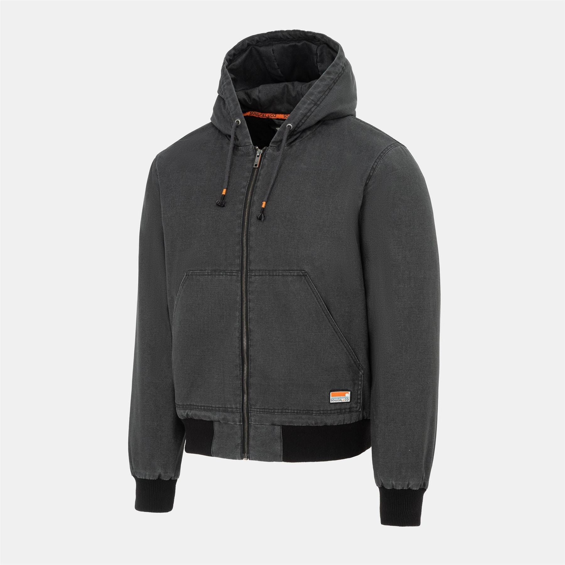SoulCal Solid Patterned Hooded Ribbed Cuff Bomber Jacket