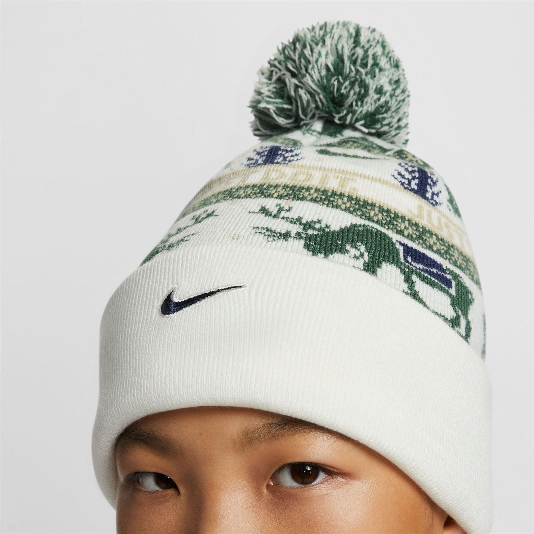 Nike Peak Reindeer Turn Up Brim Pom Pom Bobble Hat