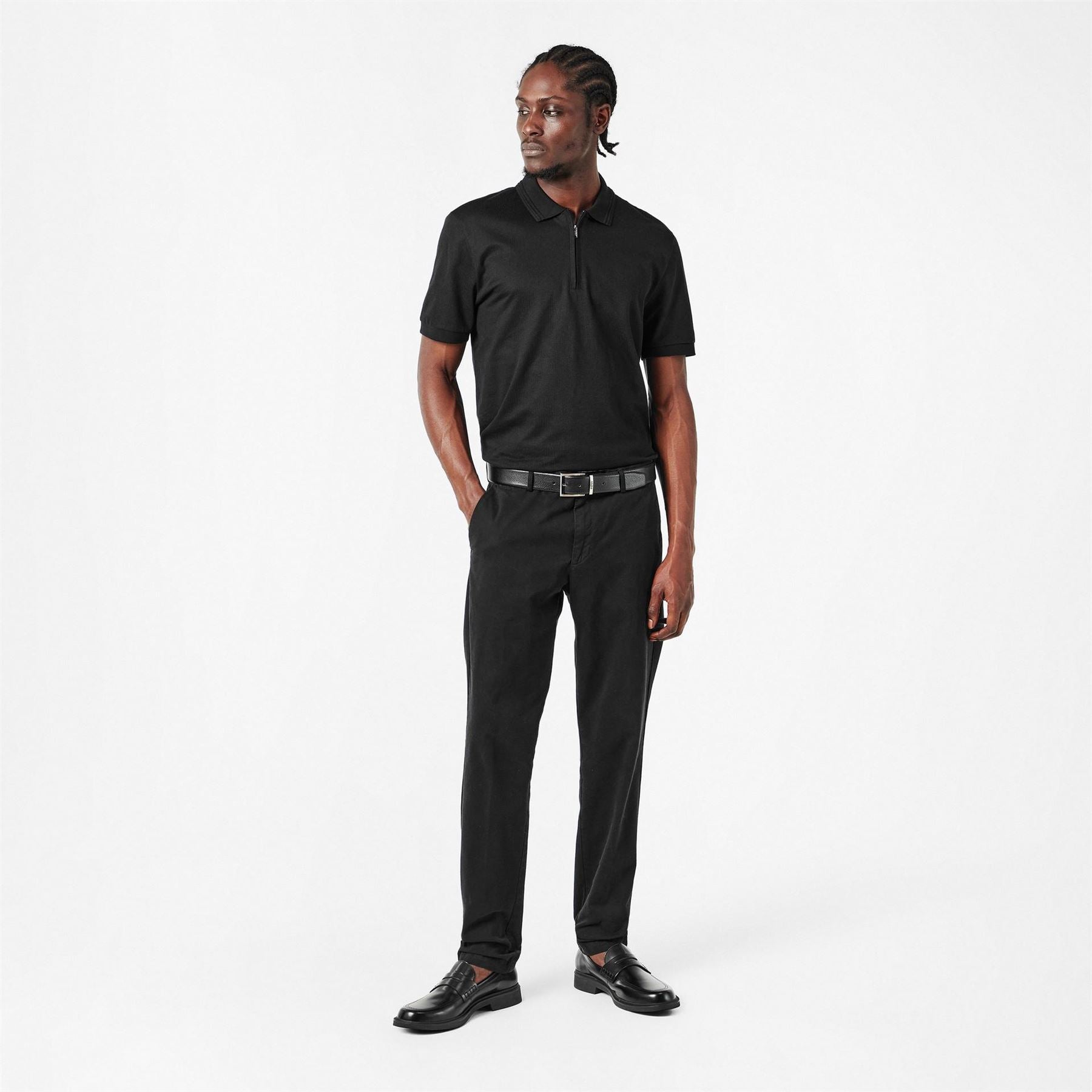Boss Leather Pin Buckle Belt with Metal Logo
