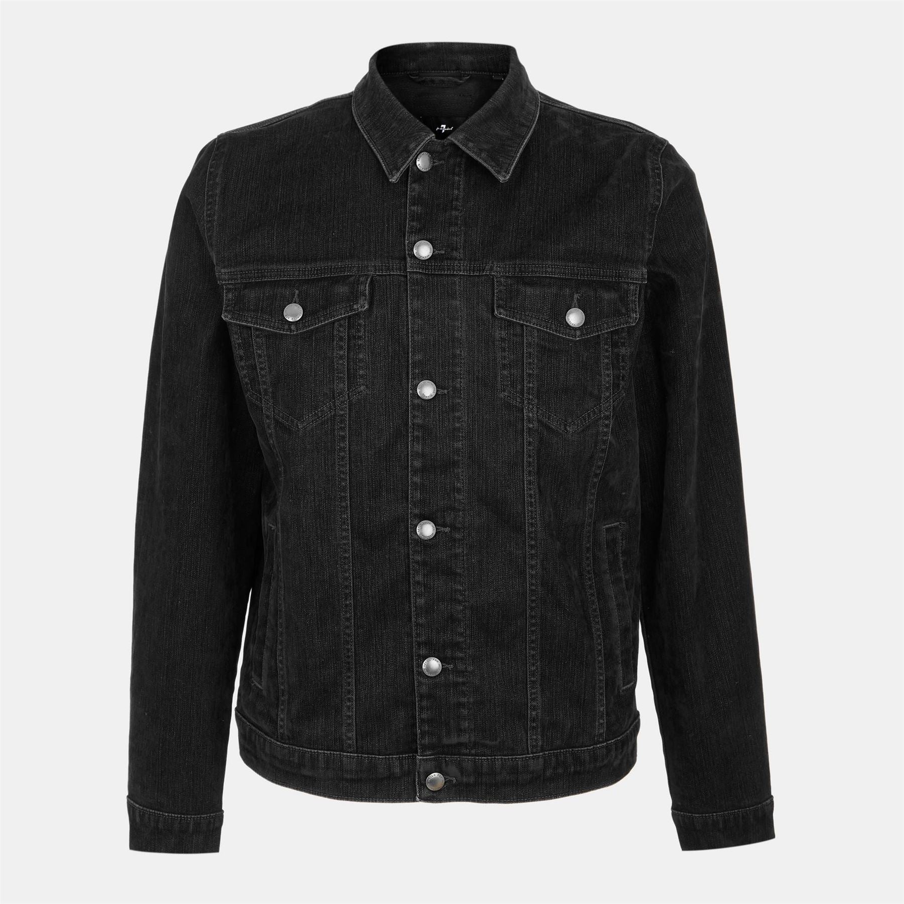 7 For All Mankind Solid Patterned Denim Jacket with Front Pocket
