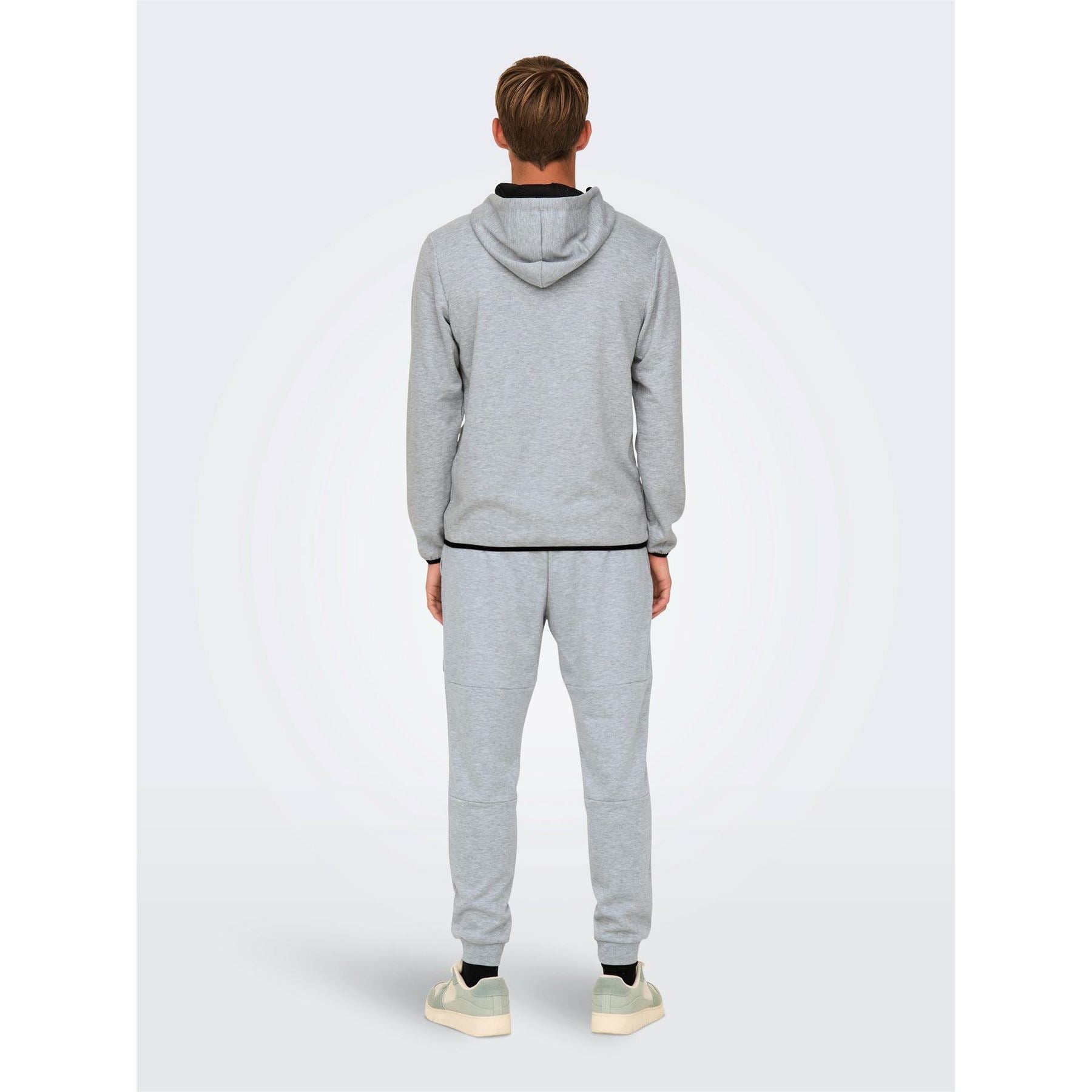 Only Hooded Ribbed Cuff Solid Patterned Sweat Jacket