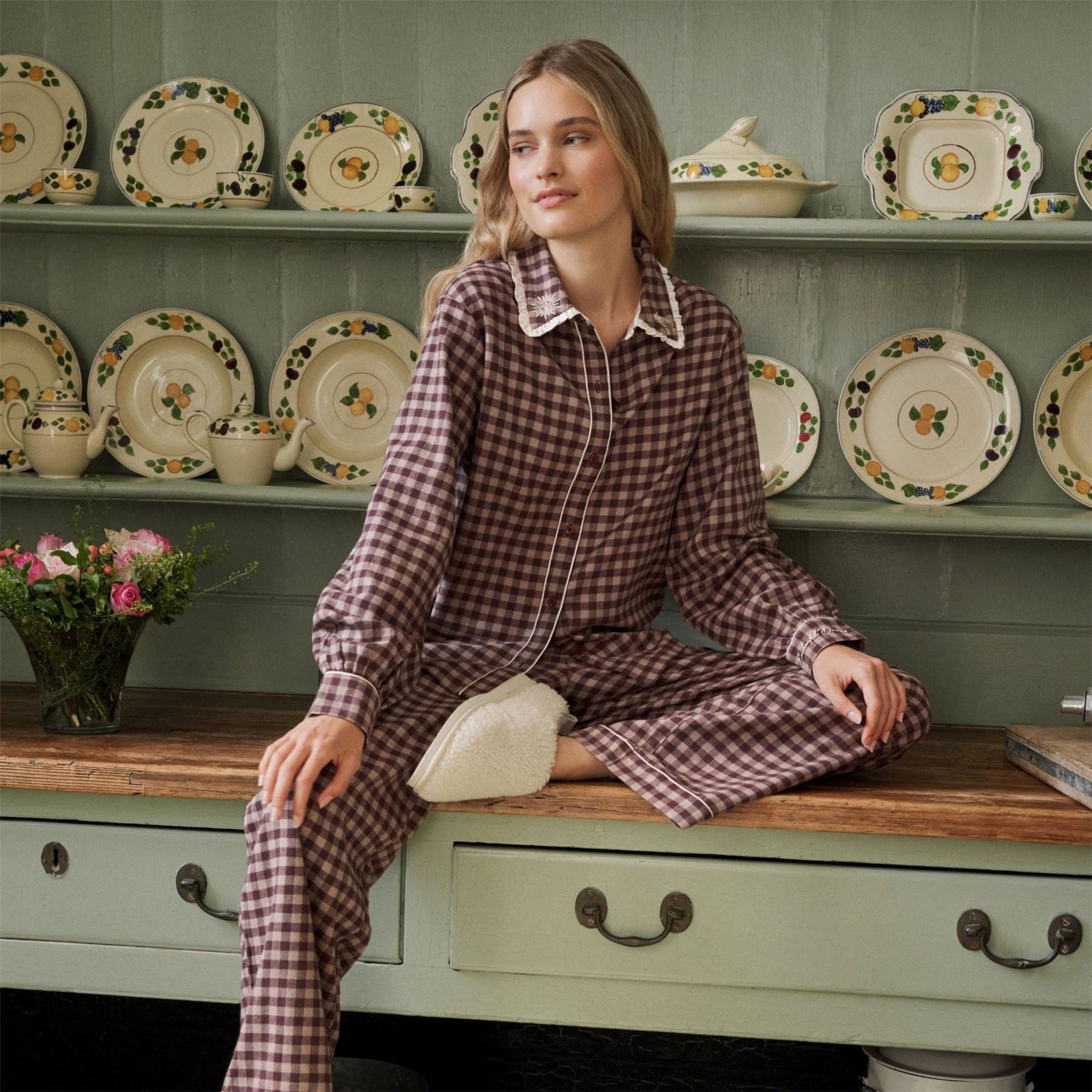 Chelsea Peers Long Sleeve Cotton Shirt And Trousers Pyjama Set