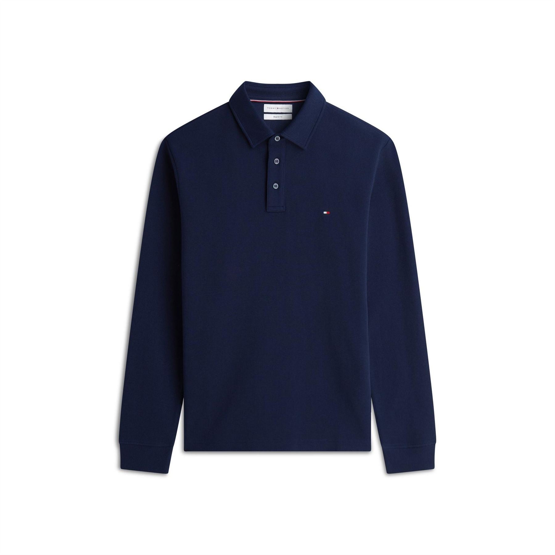 Tommy Hilfiger Waffle Cotton Long Sleeve Polo Shirt