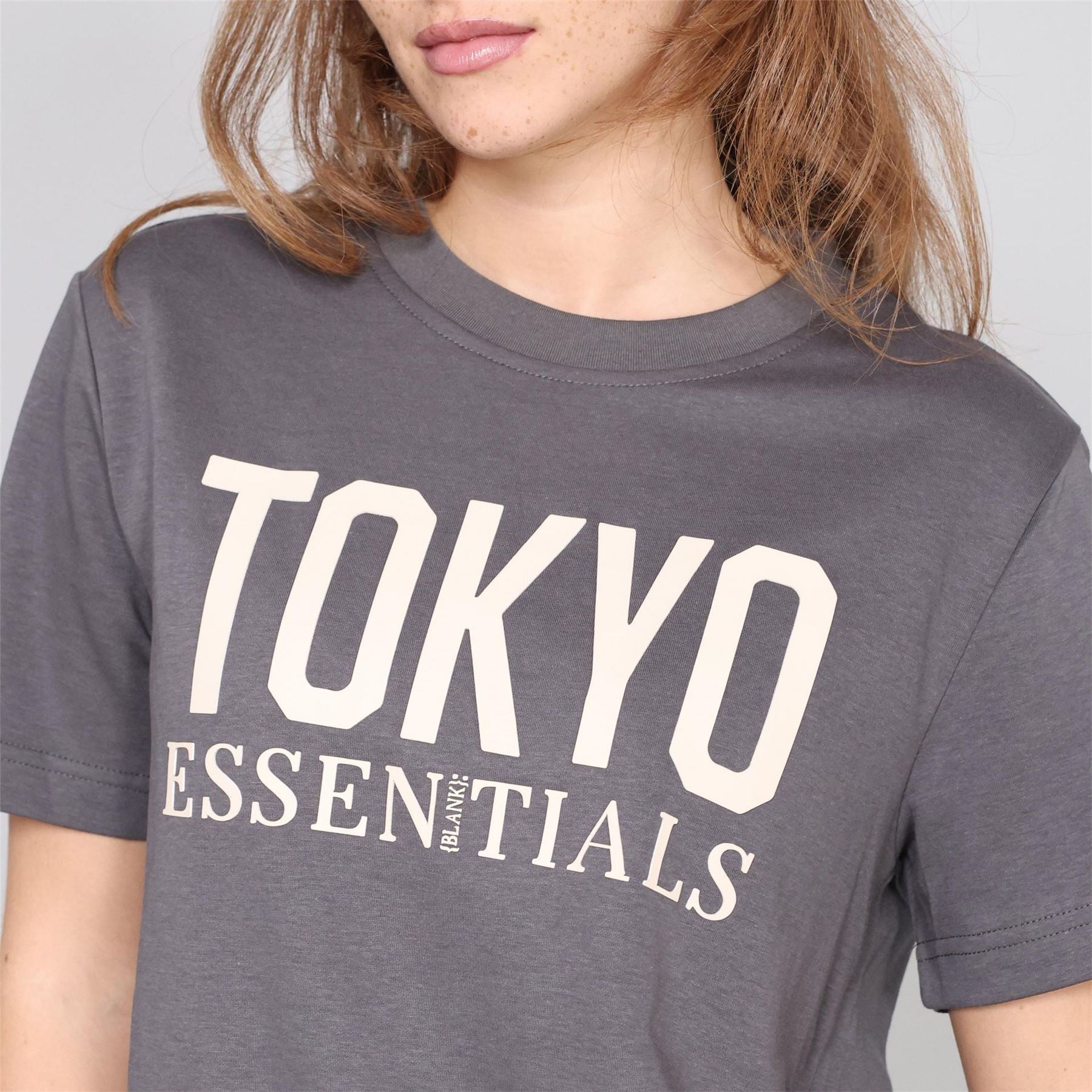 Blank Essentials Tokyo Lettering Crew Neck Short Sleeve Boyfriend T-Shirt