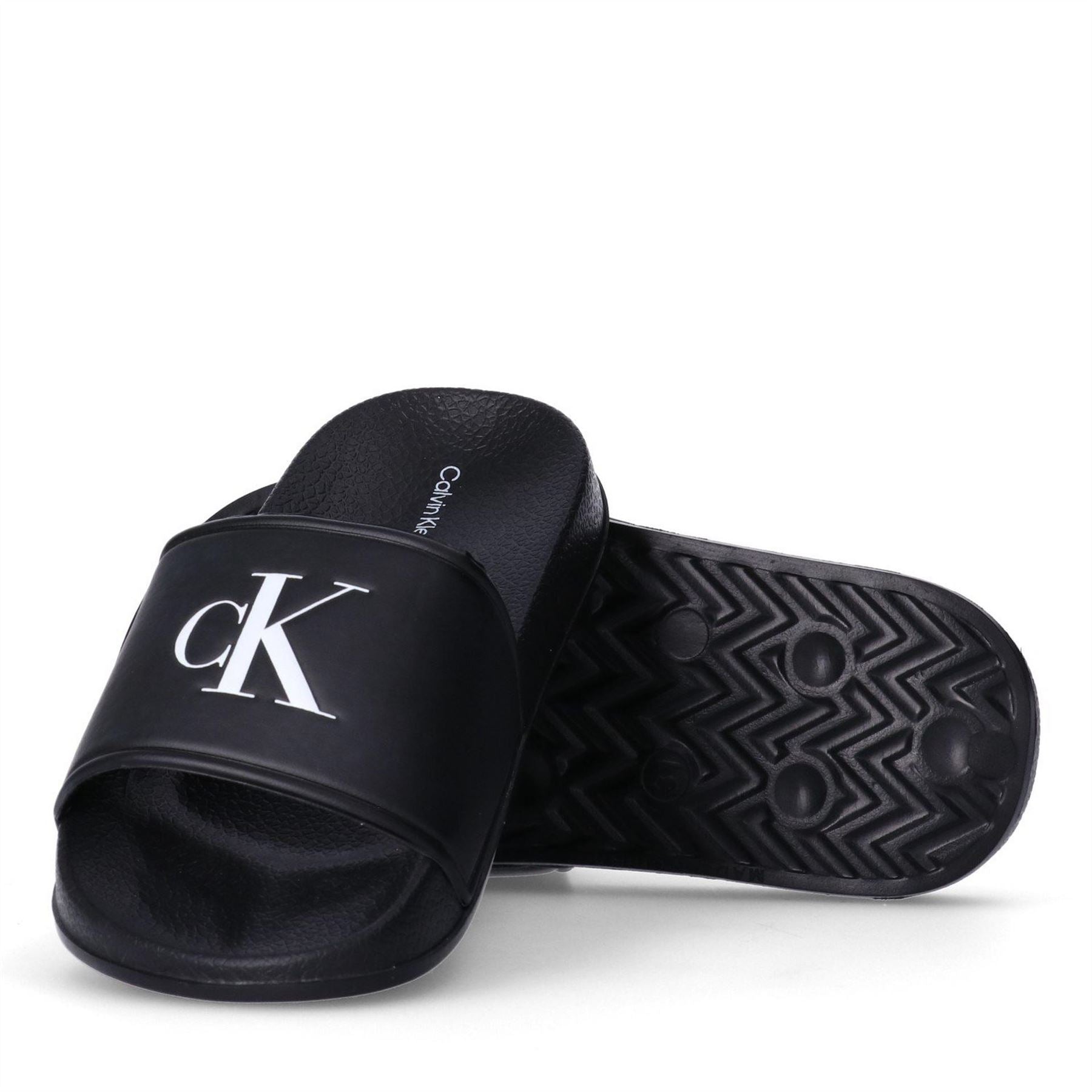 Calvin Klein Jeans Junior Open Toe Logo Print Slides