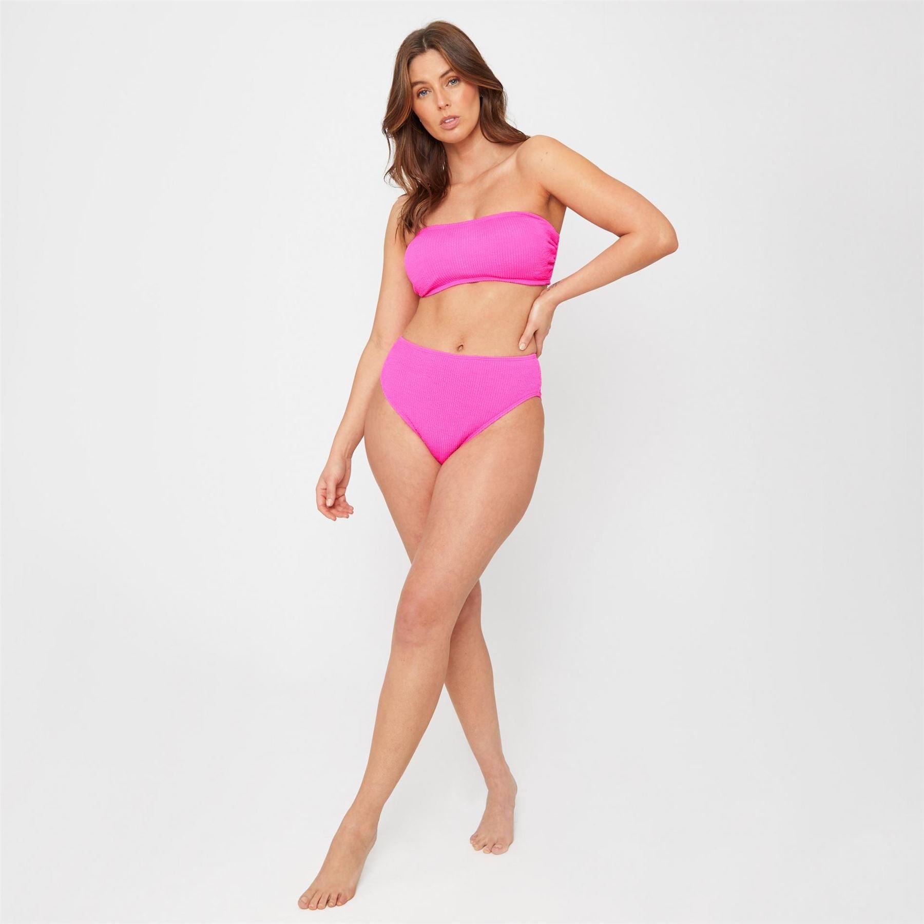 Be You Textured High Waist Bikini Bottoms