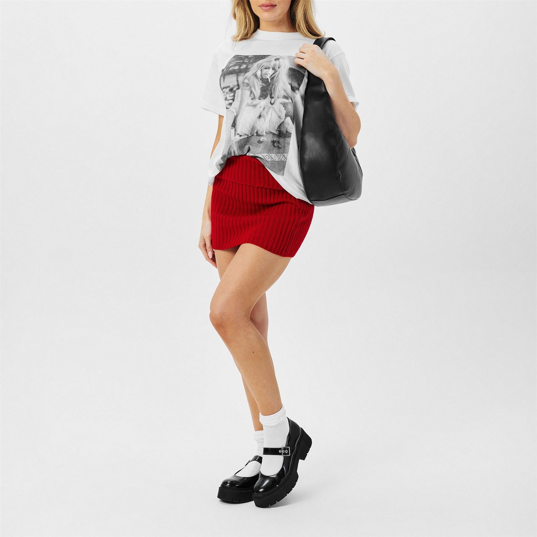 Missy Empire Womens Knitted Fold Down Skirt