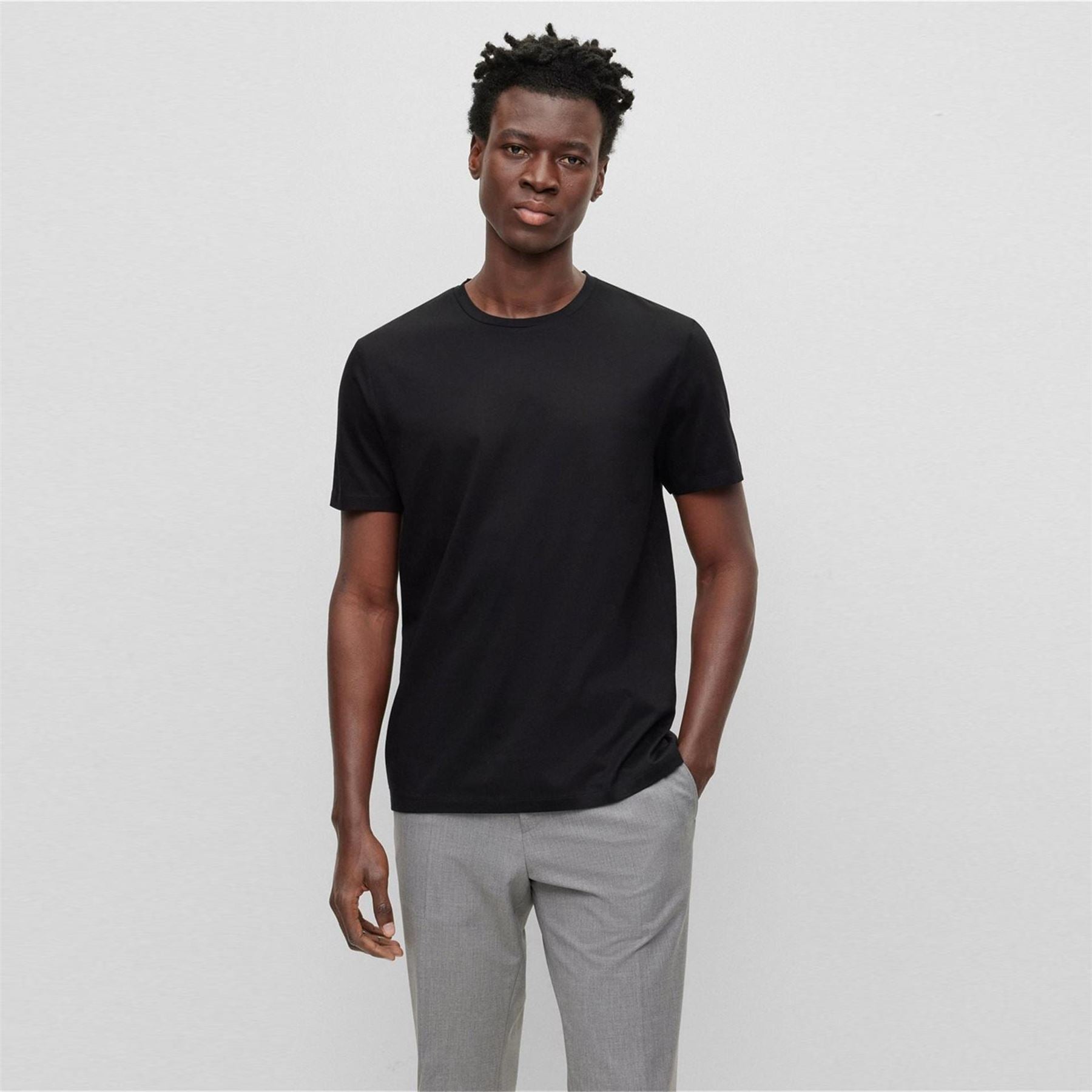 Boss Tessler 150 Black Cotton Short Sleeve Slim Fit T-Shirt
