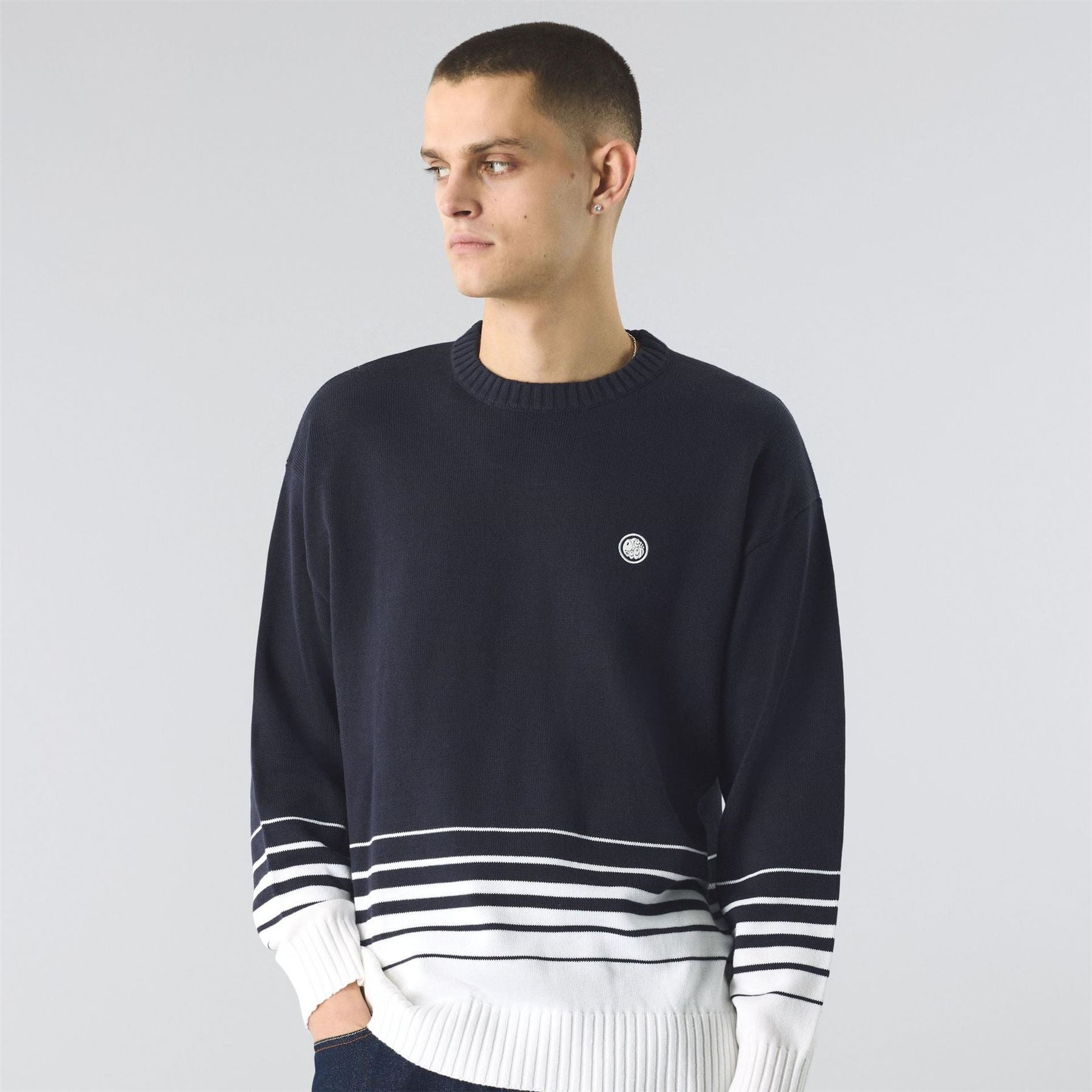 Pretty Green Crew Neck Relaxed Fit Knit Sweater