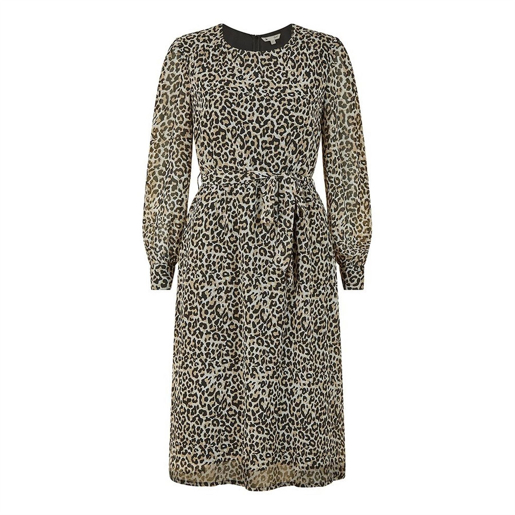 Yumi Black Leopard Long Sleeve Skater Dress