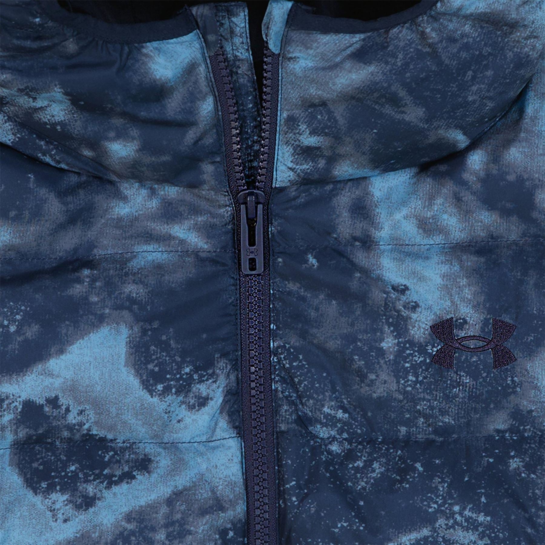 Under Armour Pronto Marble Patterned Hooded Zipped Pocket Puffer Jacket