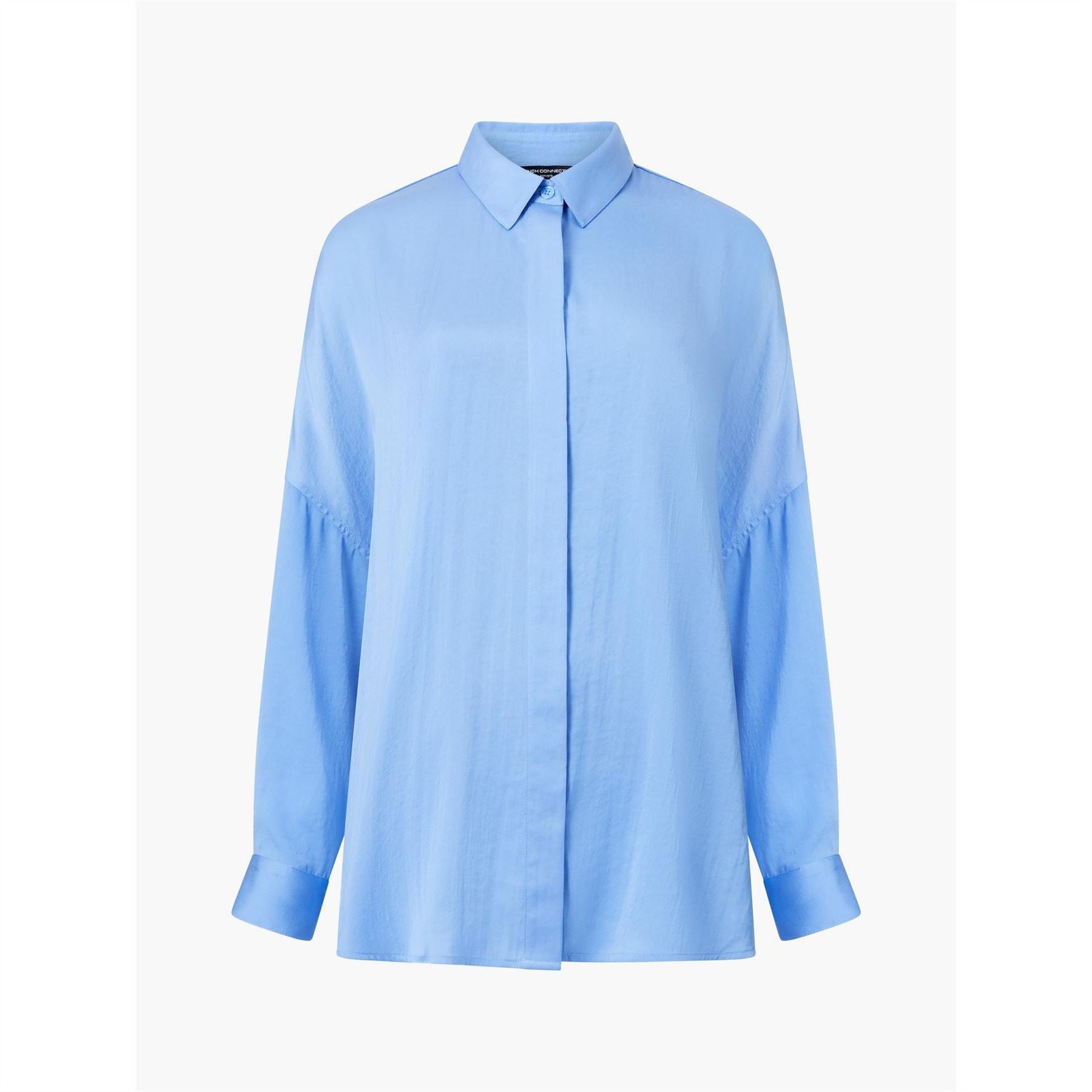 French Connection Damasco Relaxed Fit Drop Shoulder Long Sleeve Point Collar Shirt