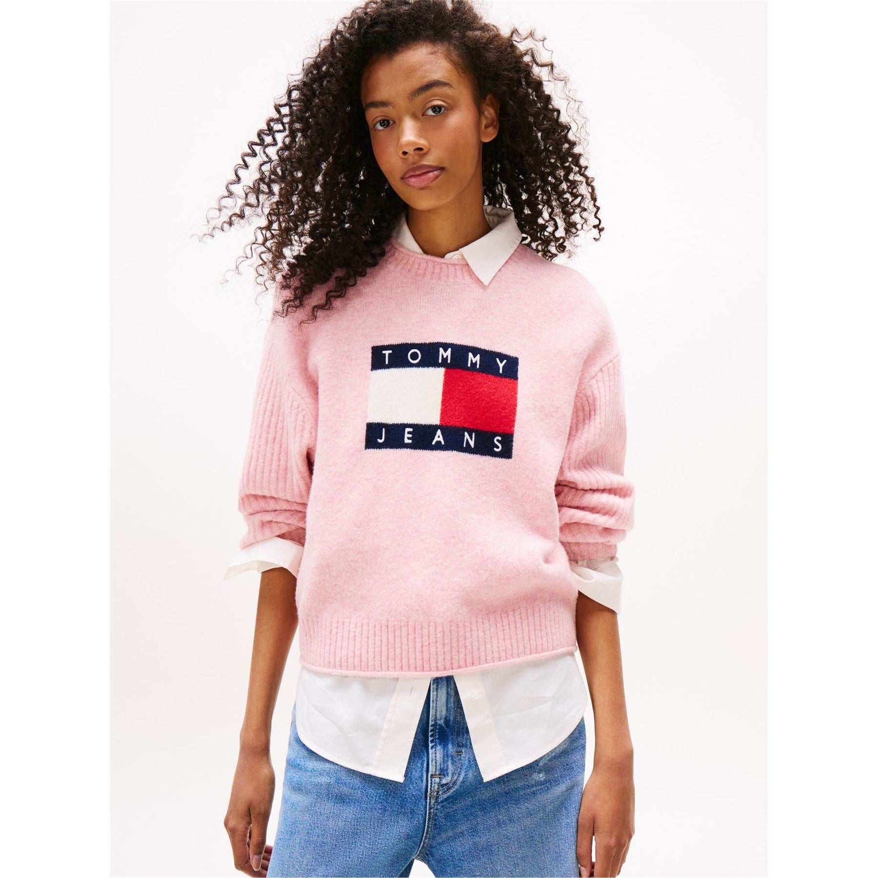 Tommy Jeans Flag Graphic Crew Neck Long Sleeve Sweater
