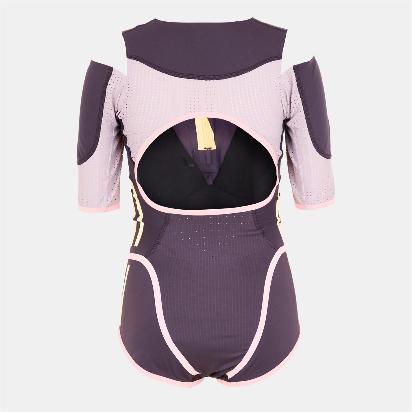 adidas Slim Fit Zip Neck Three Quarter Sleeve Bodysuit