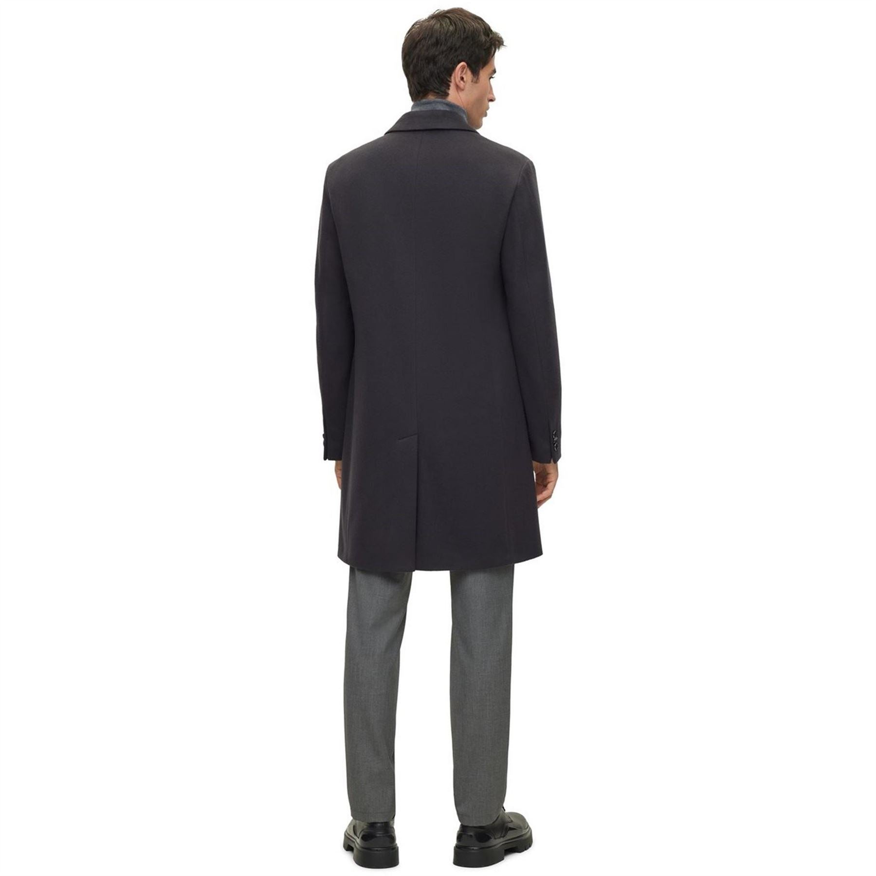Boss Hyde Solid Patterned Lapel Collared Trench Coat