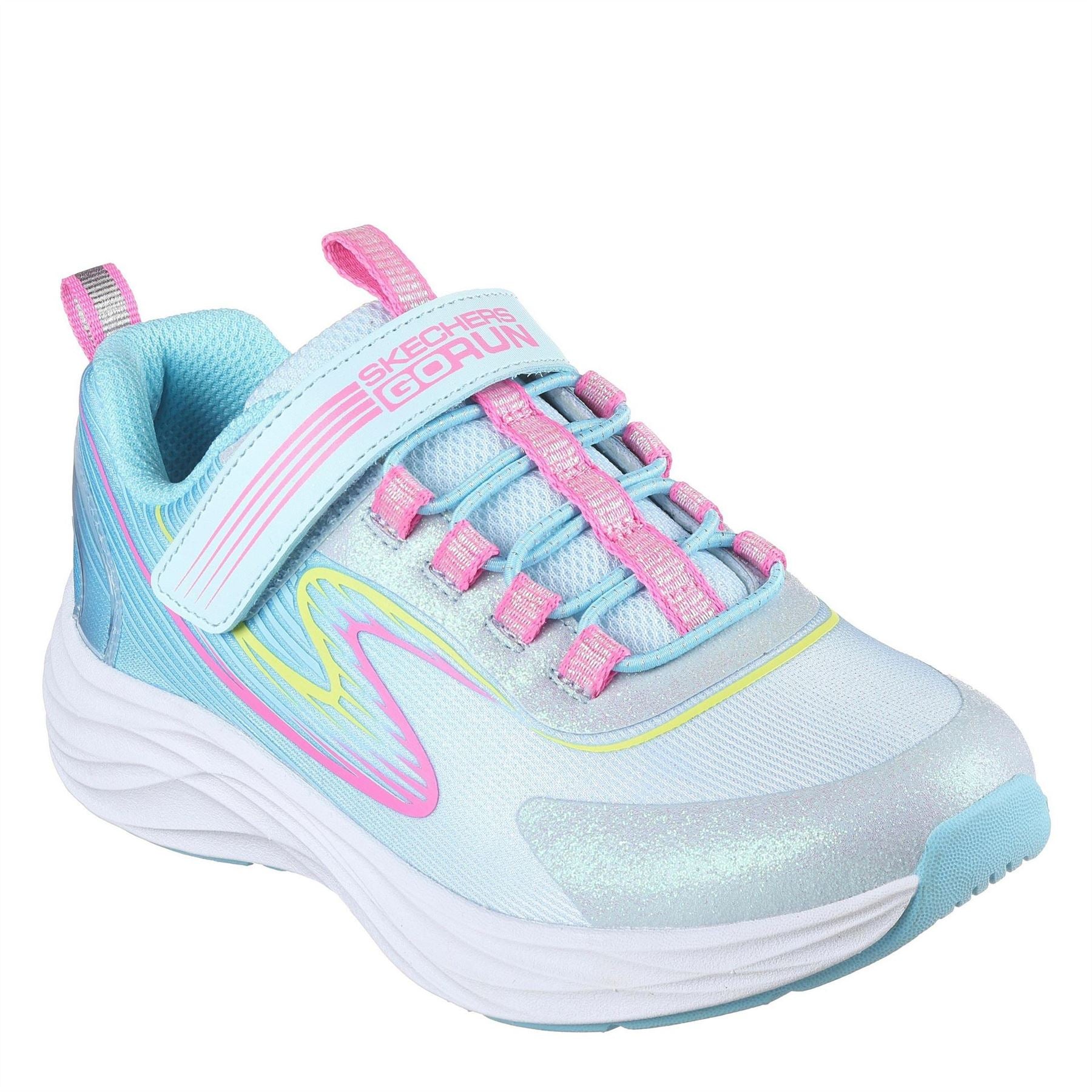 Skechers And Strap Glitter Mesh Sneak Slip On Runners Unisex Kids