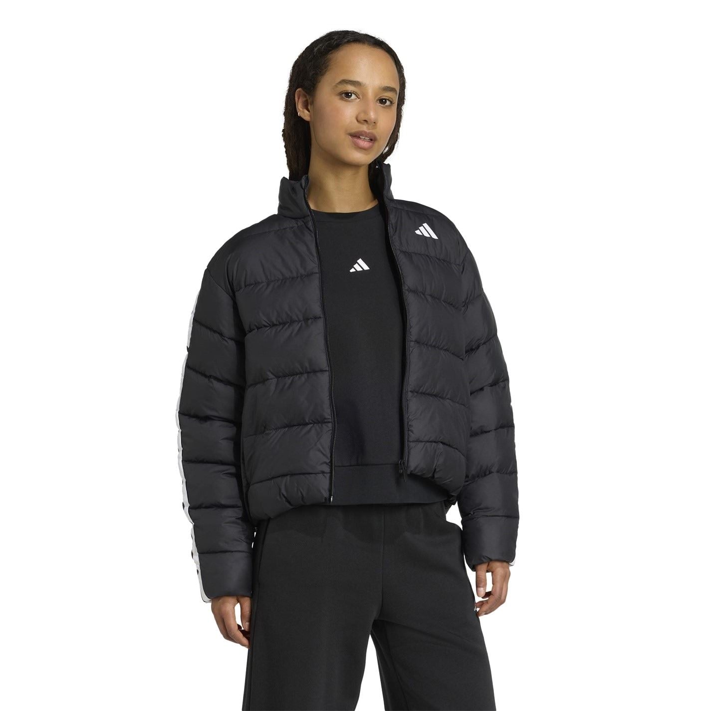 adidas Three Stripes Zipped Pocket Horizontal Stitching Puffer Jacket