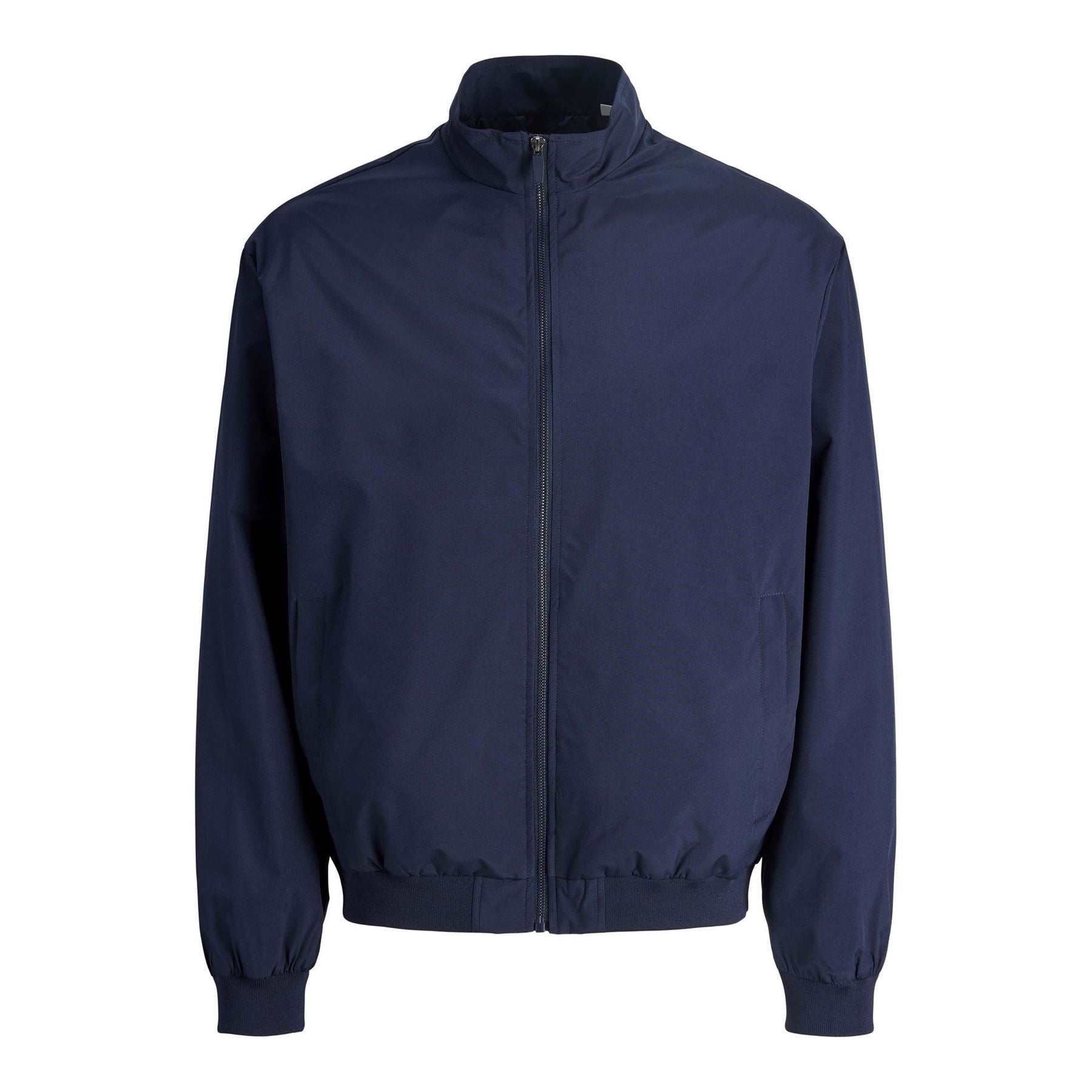 Jack and Jones Two-Way Zipper Ribbed Cuff Solid Bomber Jacket