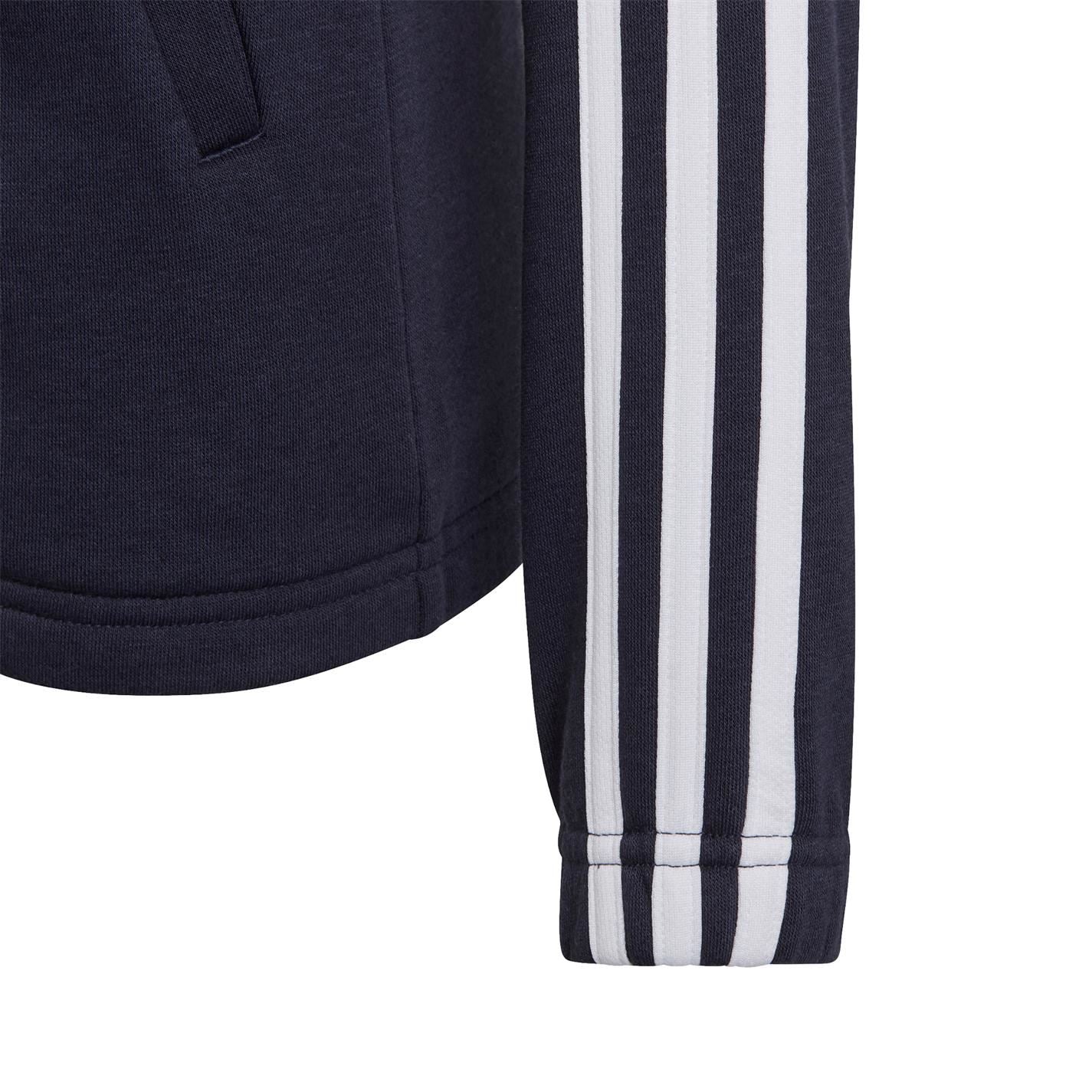 adidas Essentials Girls 3 Stripes Zip Track Top Hoodie