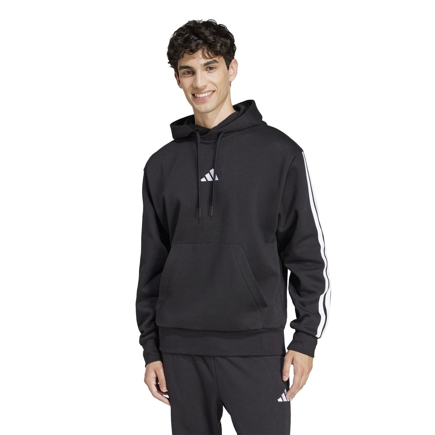 adidas Mens Fleece 3 Stripes Hoodie