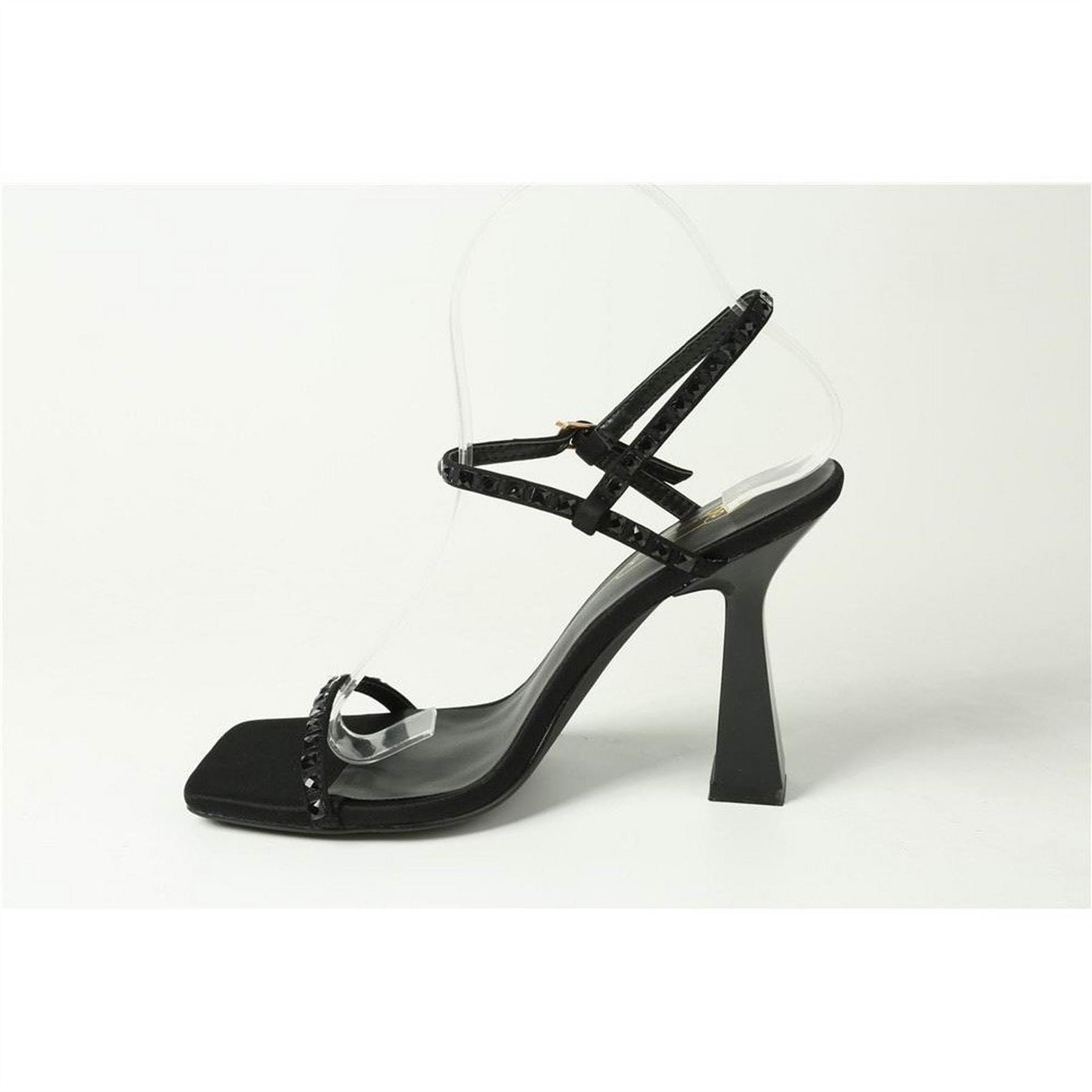 Chic Diamante Strap High Heel Flared Sandals