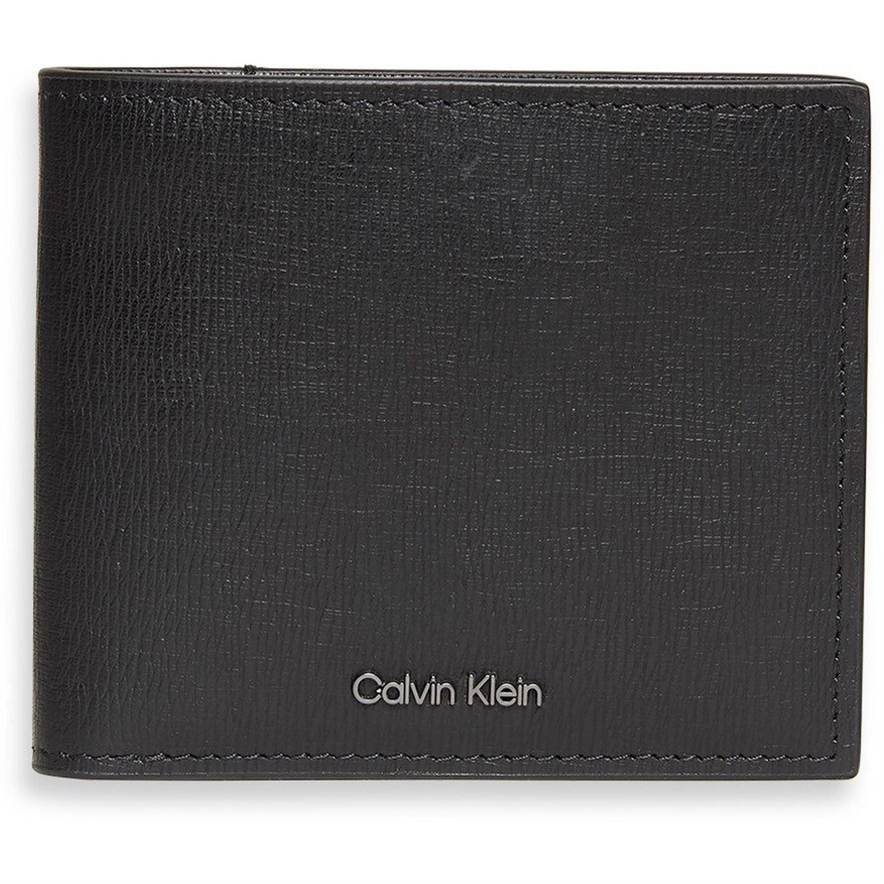 Calvin Klein Textured Billfold Wallet with Silver Tone Hardware