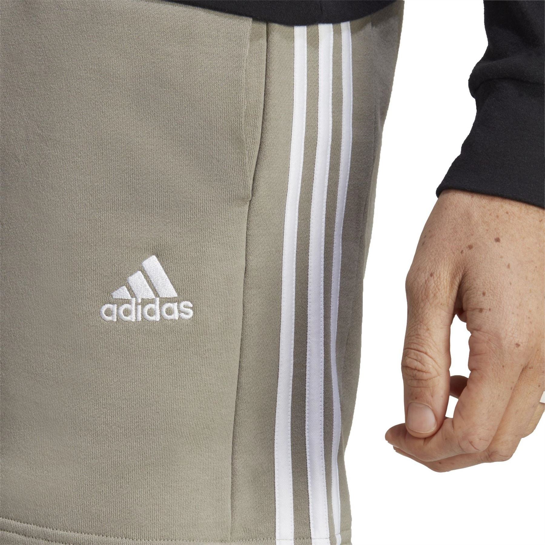 adidas Mens Essentials 3 Stripe Fleece Shorts