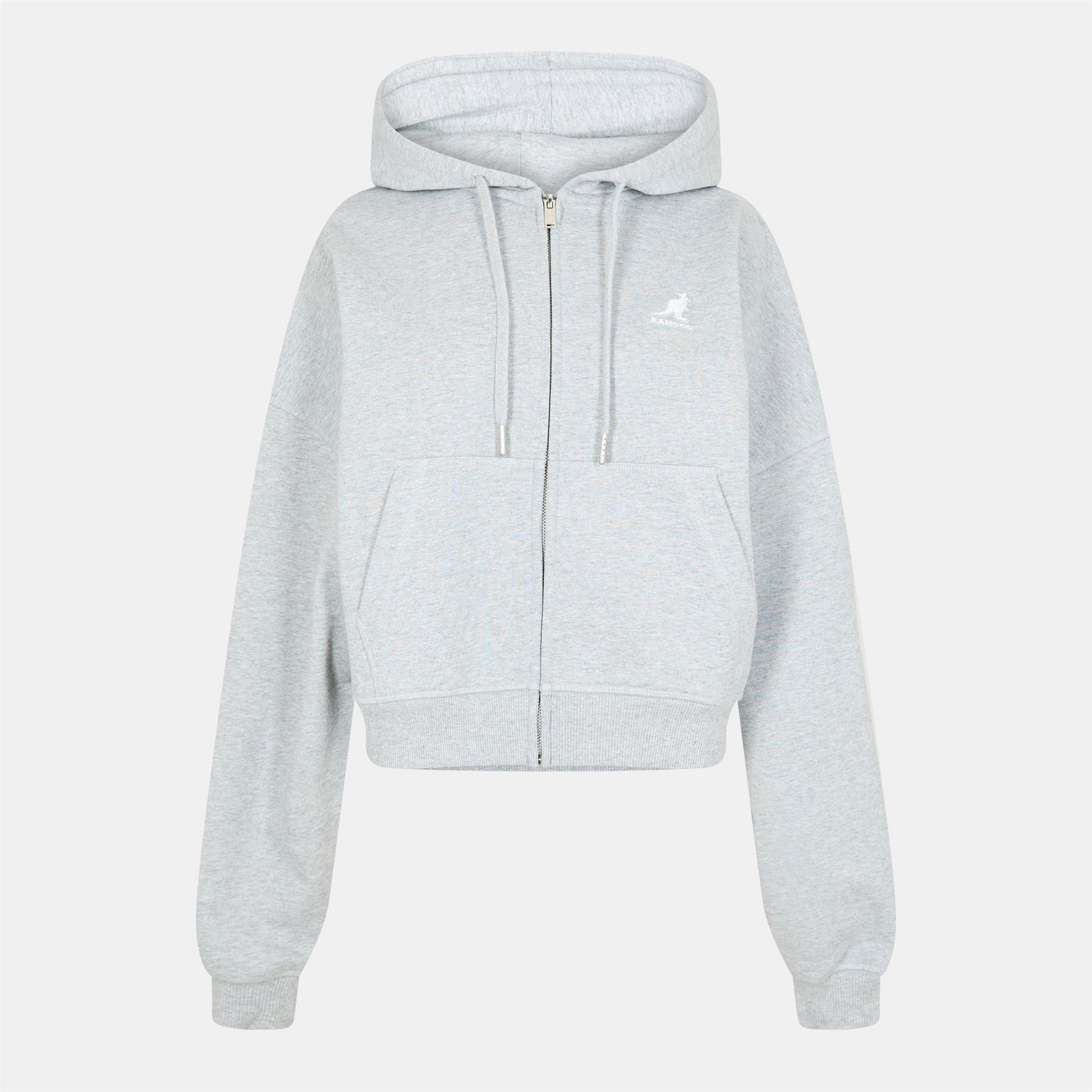 Kangol Solid Patterned Hooded Ribbed Cuff Sweat Jacket