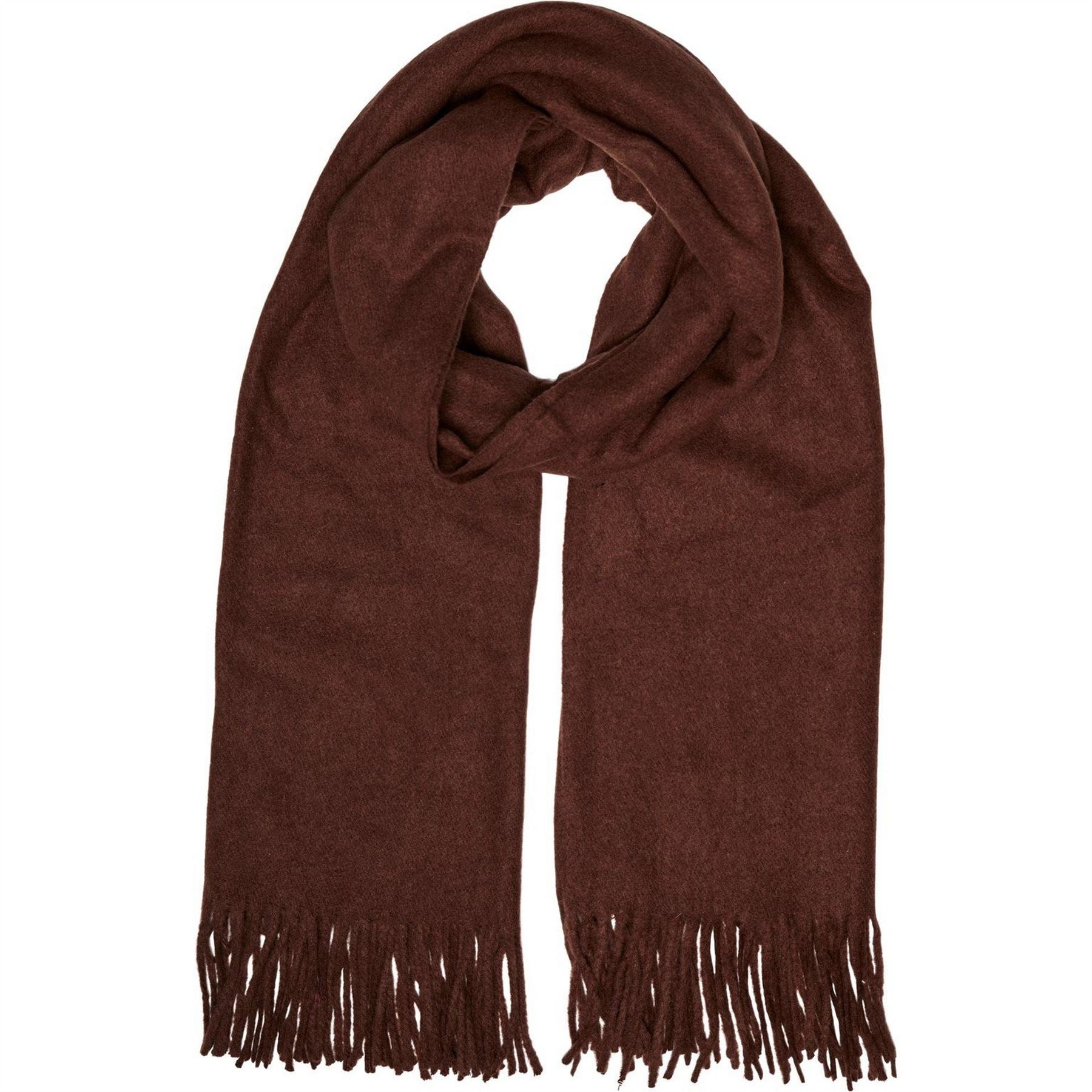 Pieces Solid Oblong Scarf with Fringe