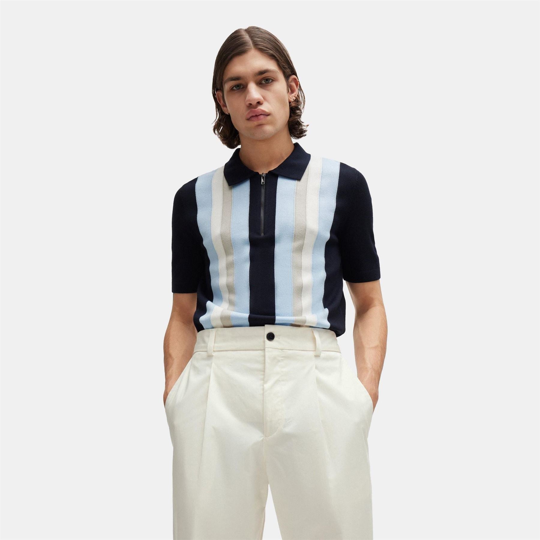 Hugo Felix242 Solid Patterned Straight Chinos