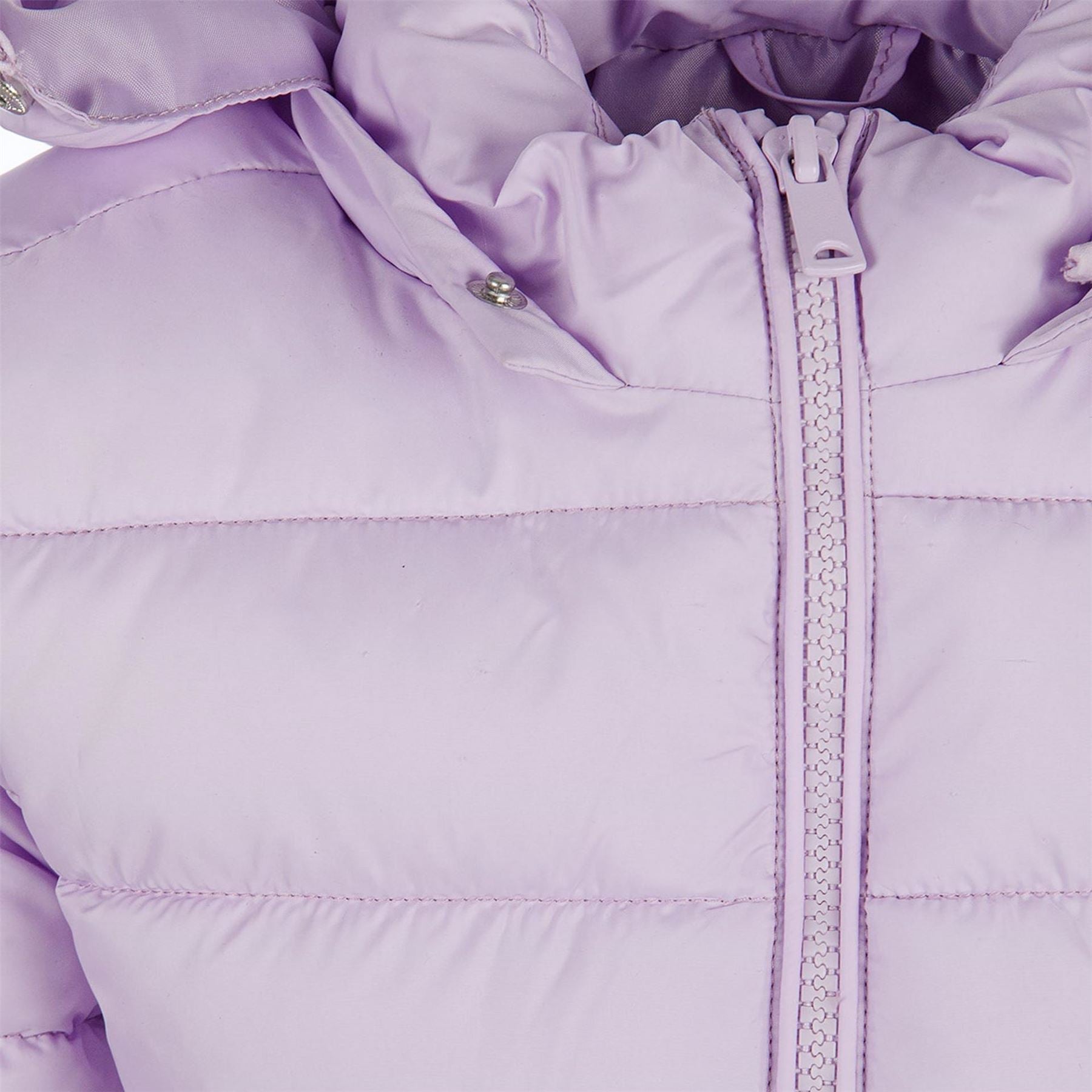 Minoti Girls Quilted Jacket Detachable Hood Lilac
